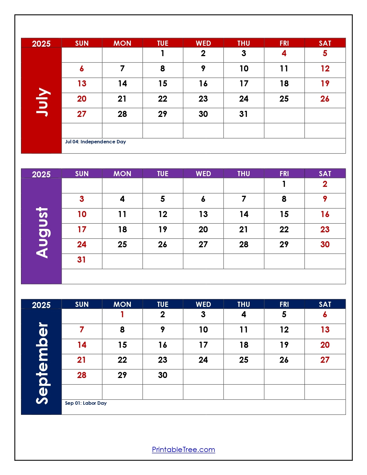 August September 2025 Calendar With Holidays
