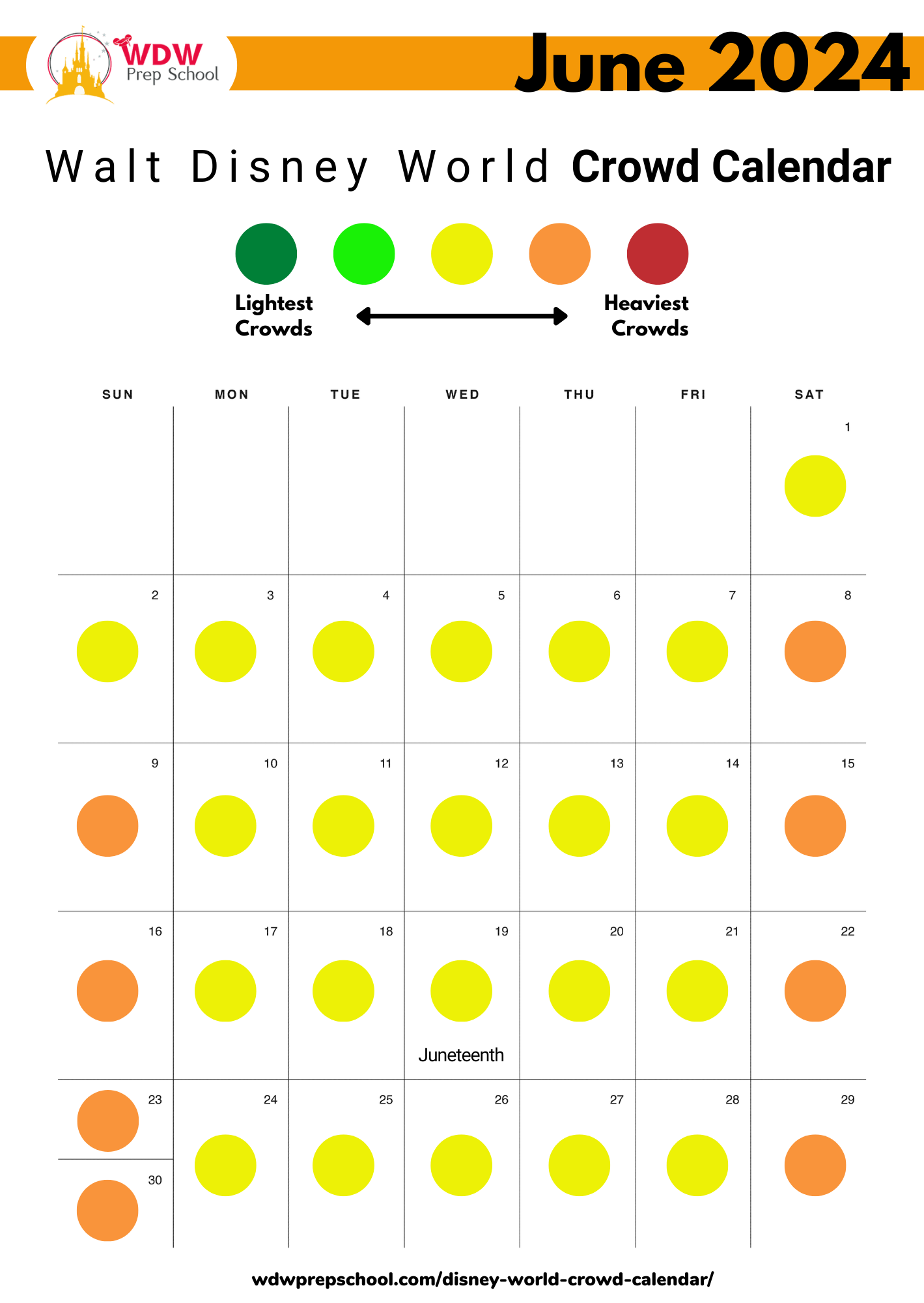 Disney World June 2025 Crowd Calendar