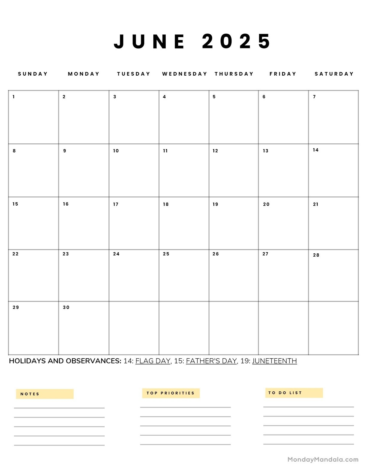 June 2025 Calendar Printable Free Download Pdf