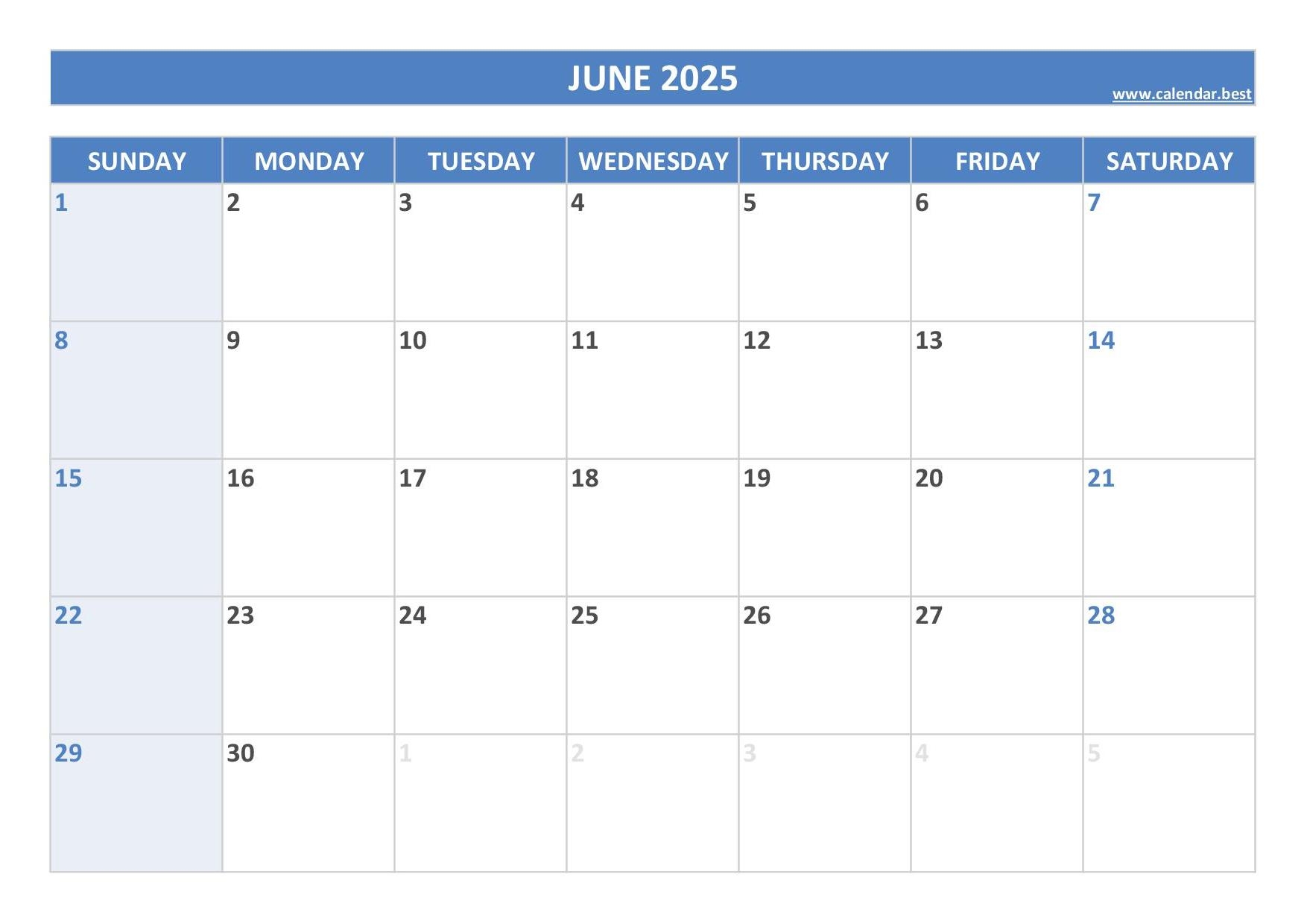 Show Me The Calendar For June 2025