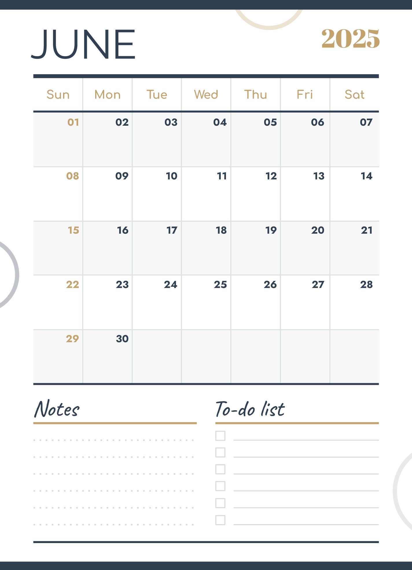 Printable Editable June 2025 Calendar