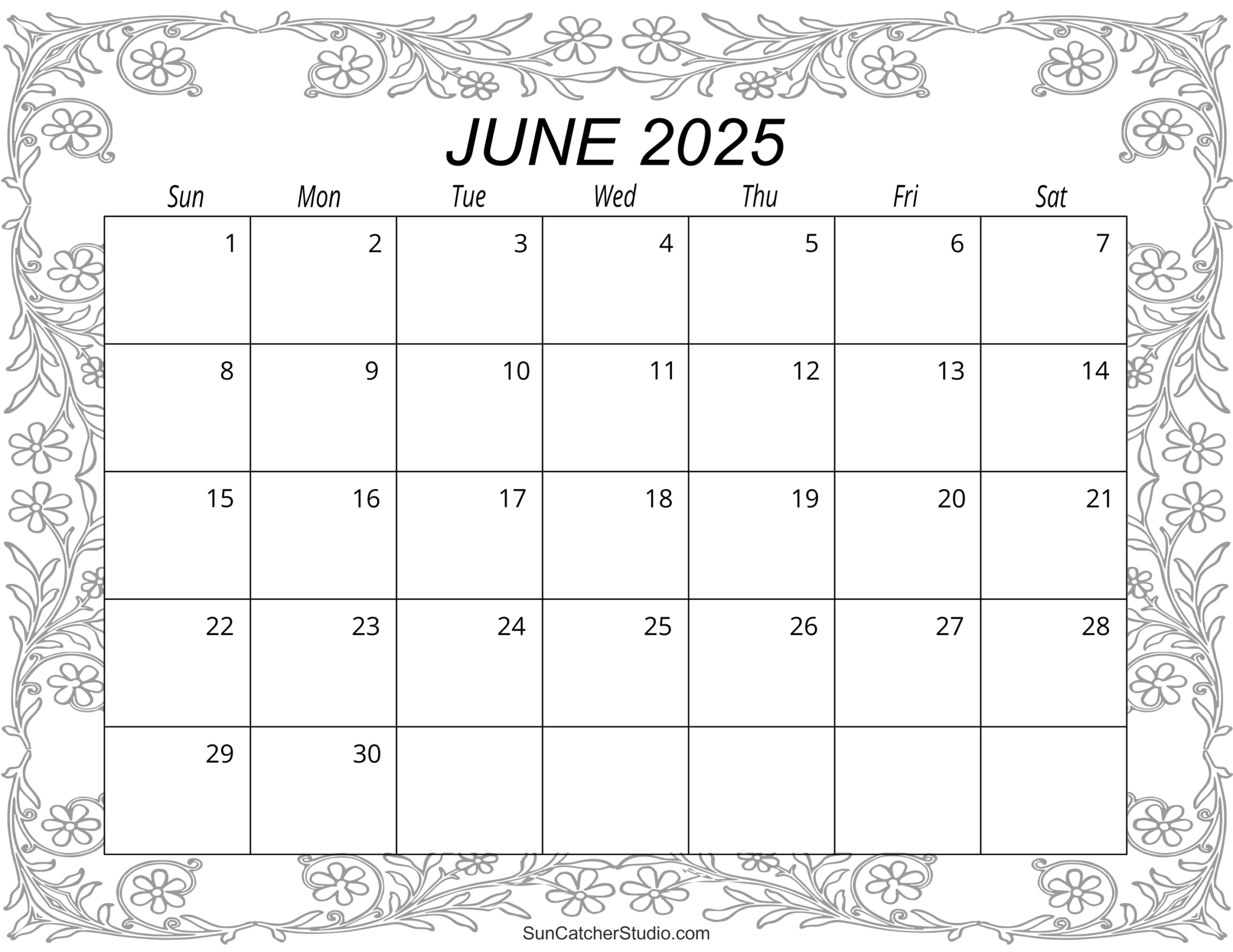 June 2025 Editable Calendar Word