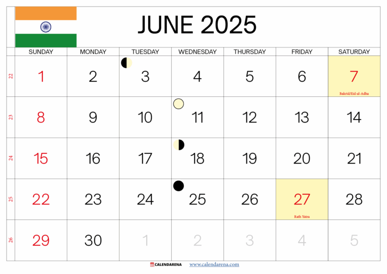 June 2025 Calendar India