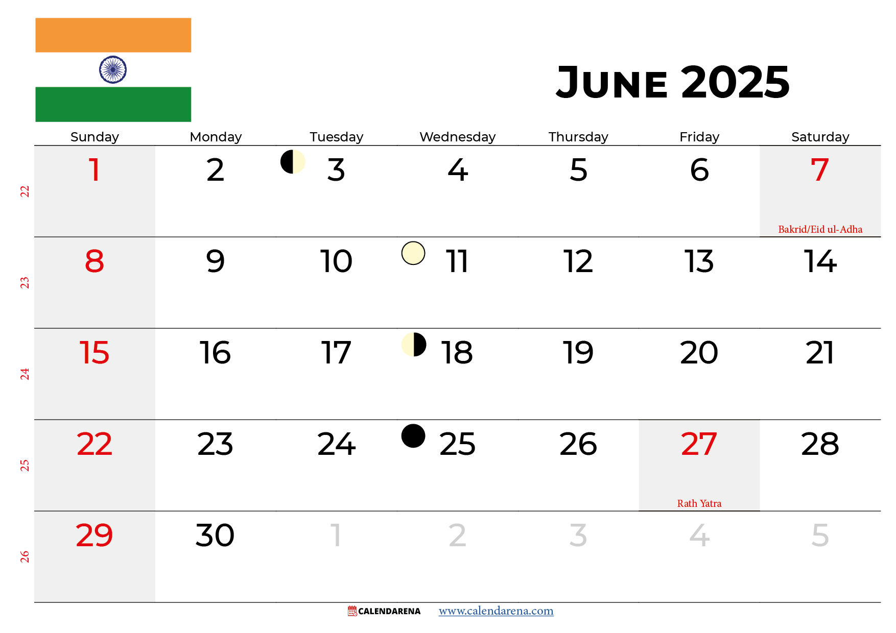 Calendar June 2025 Holiday
