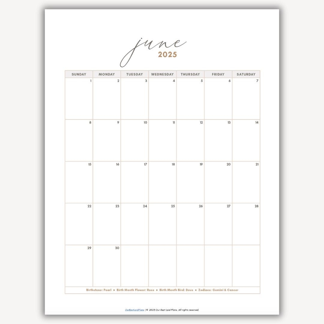 Show Me A Calendar Of June 2025