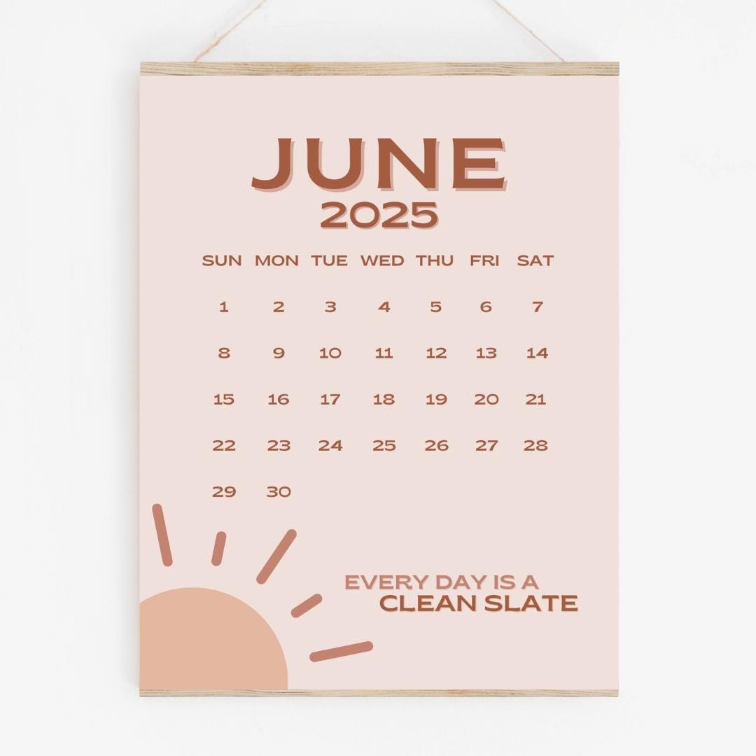 June 2025 Calendar Printable PDF June 2025 Calendar Page June 2025 Calendar Pink Boho June 2025 Cute Calendar June Cal Digital DOWNLOAD Etsy