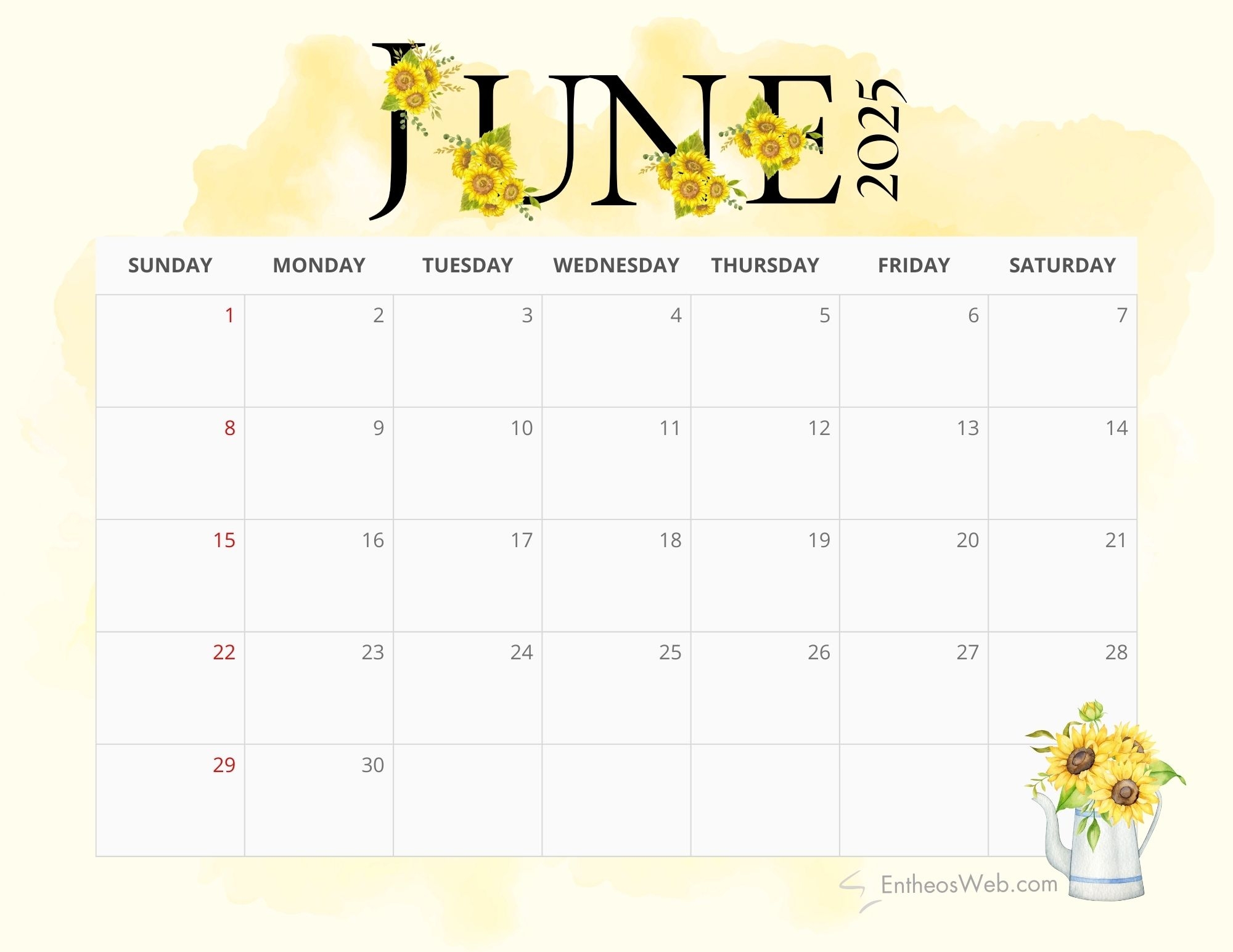 Free June 2025 Calendar