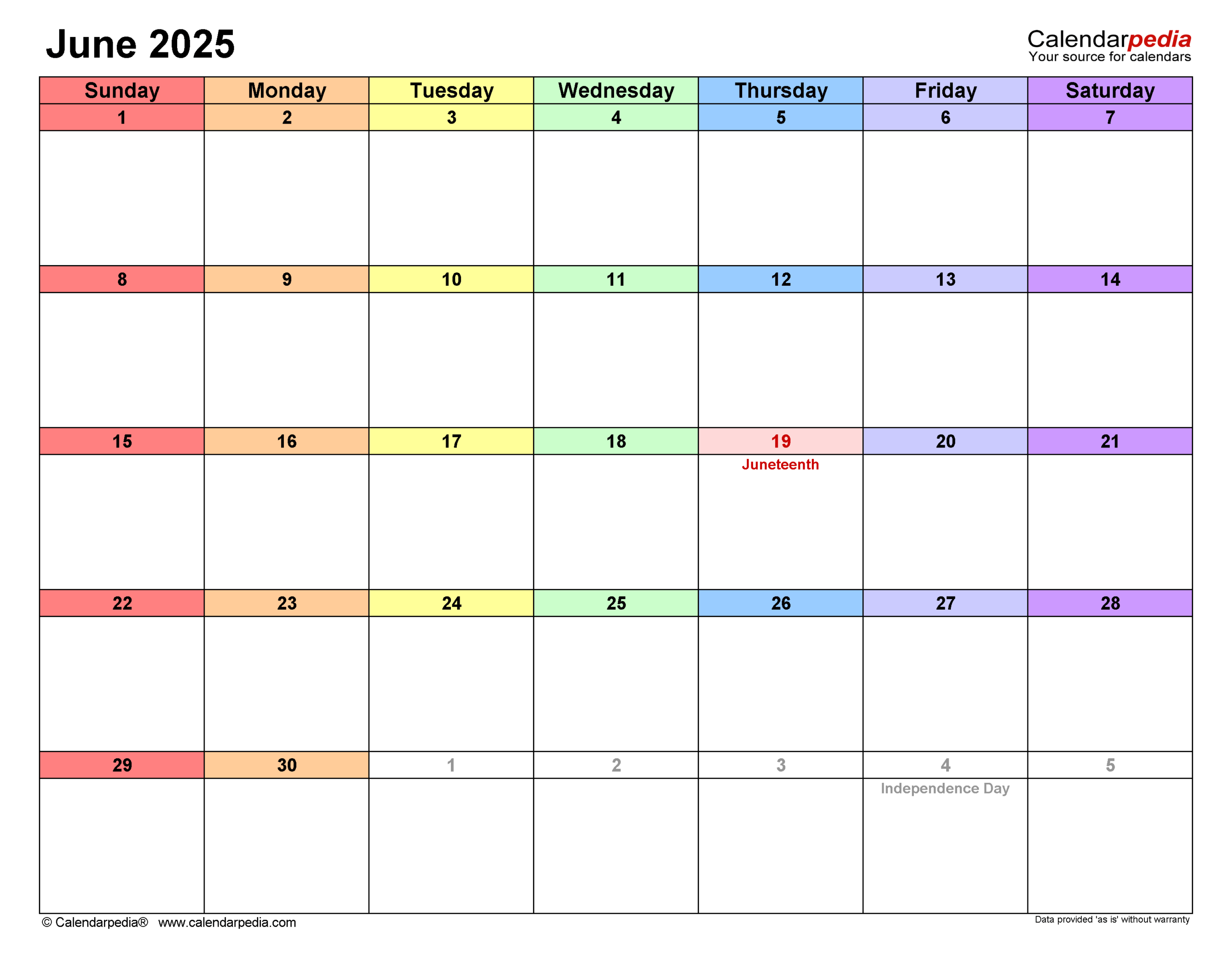 June 2025 Calendar With Events