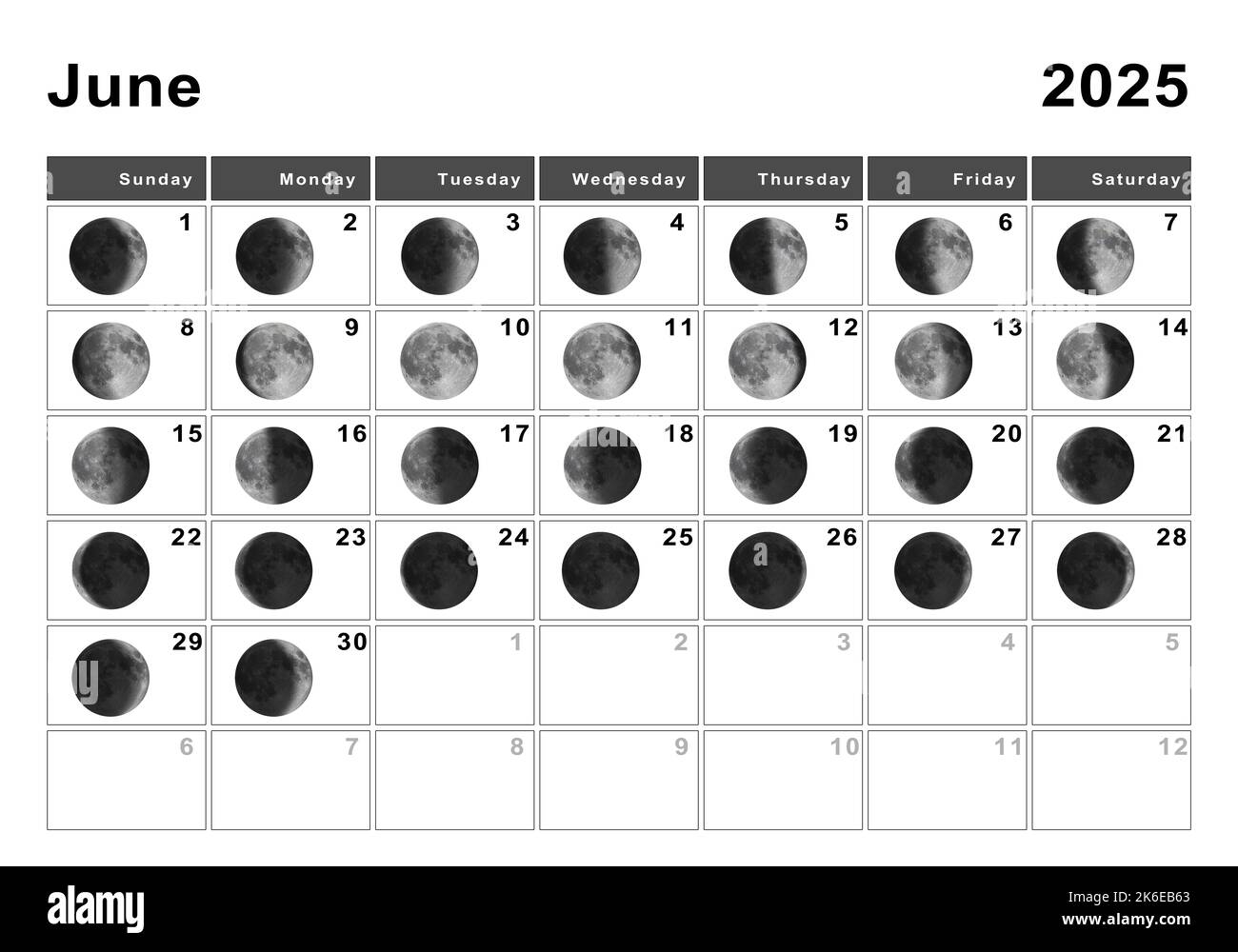June 2025 Moon Phase Calendar