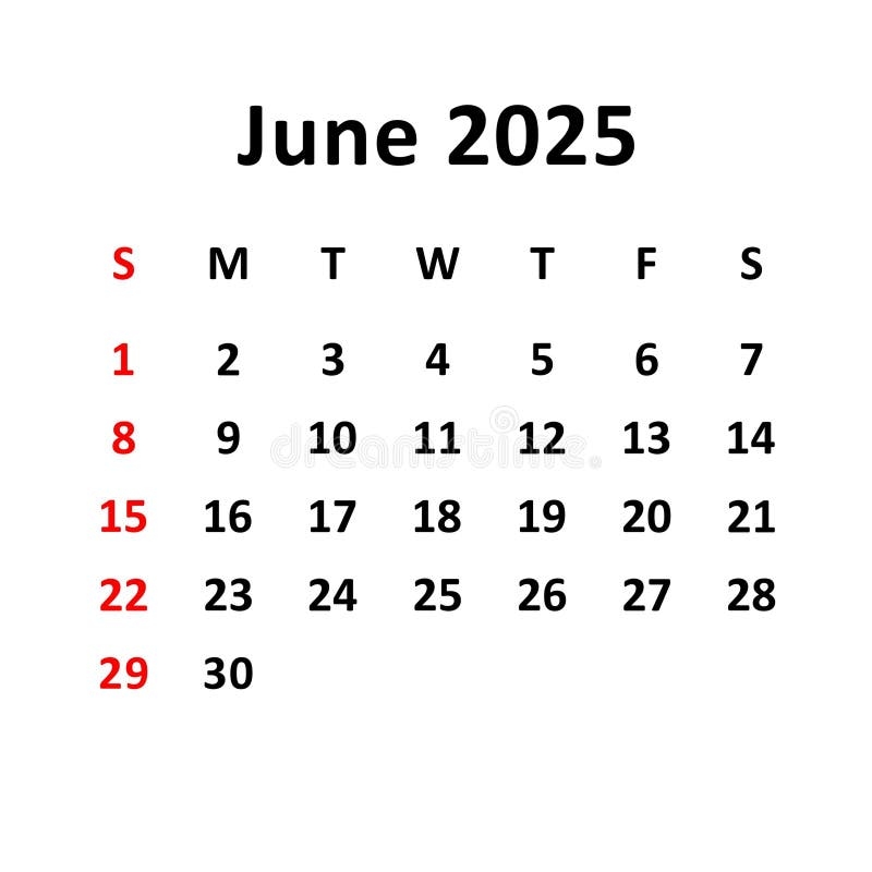 June 2025 Calendar Vector