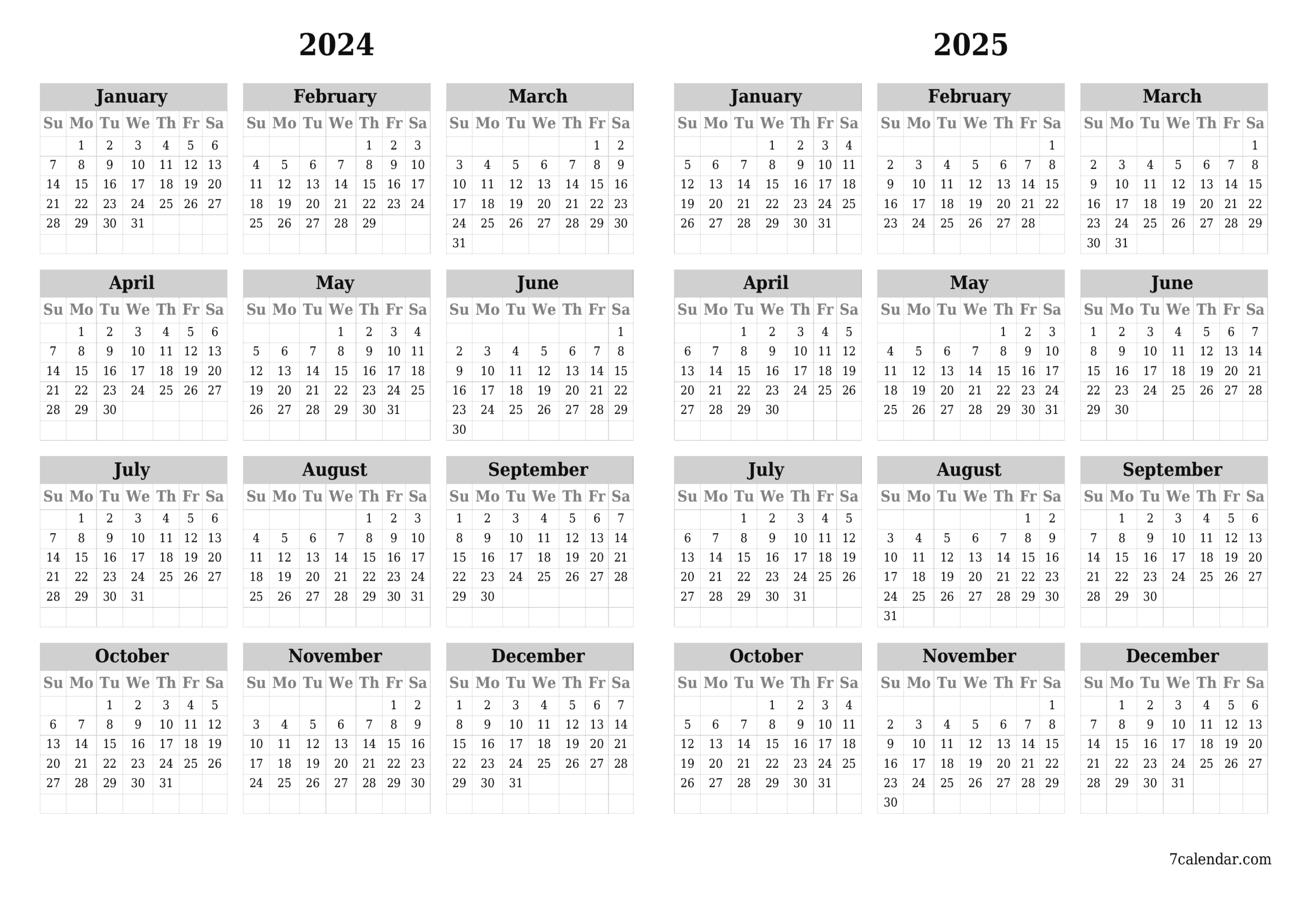 August 2023 - June 2025 Calendar