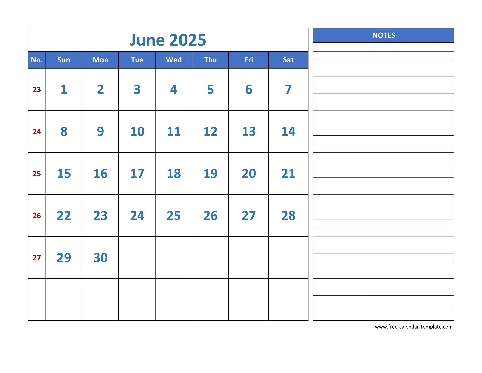 June 2025 Calendar Microsoft Word