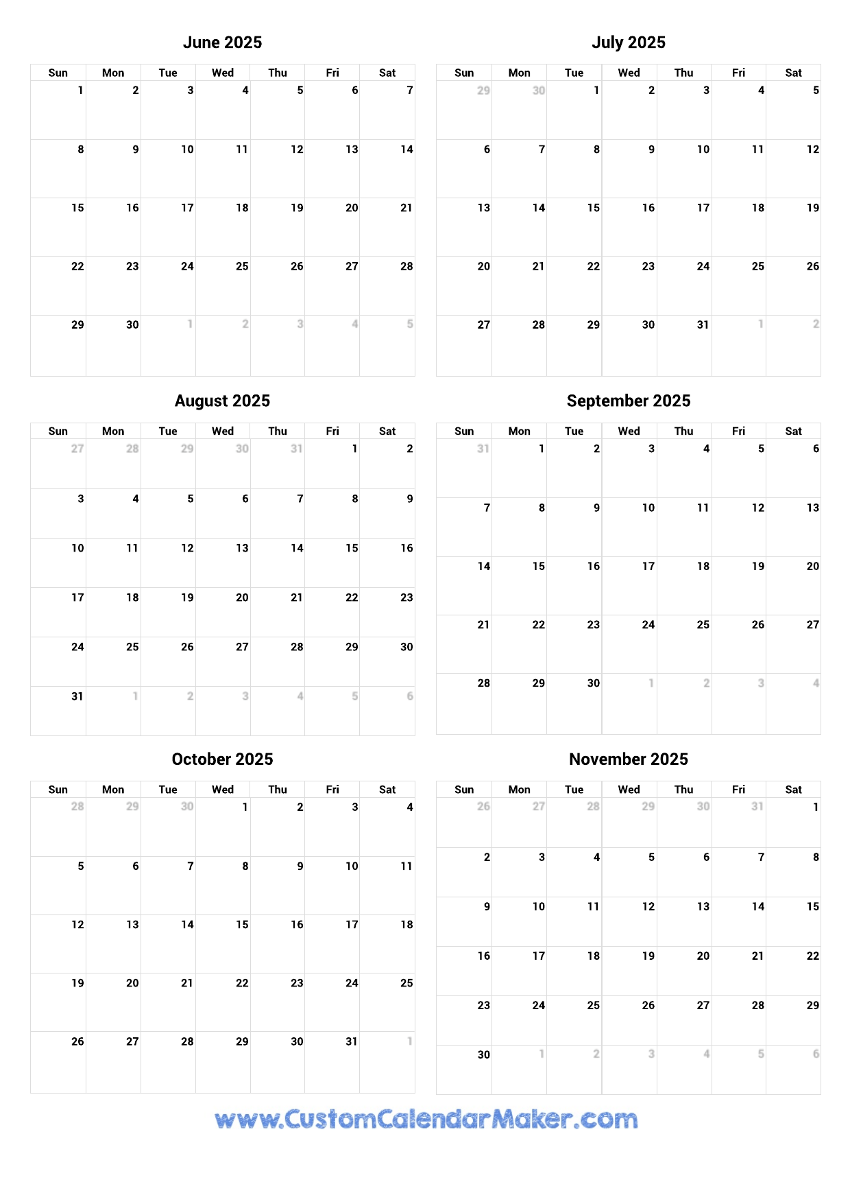 November 2023 To June 2025 Calendar