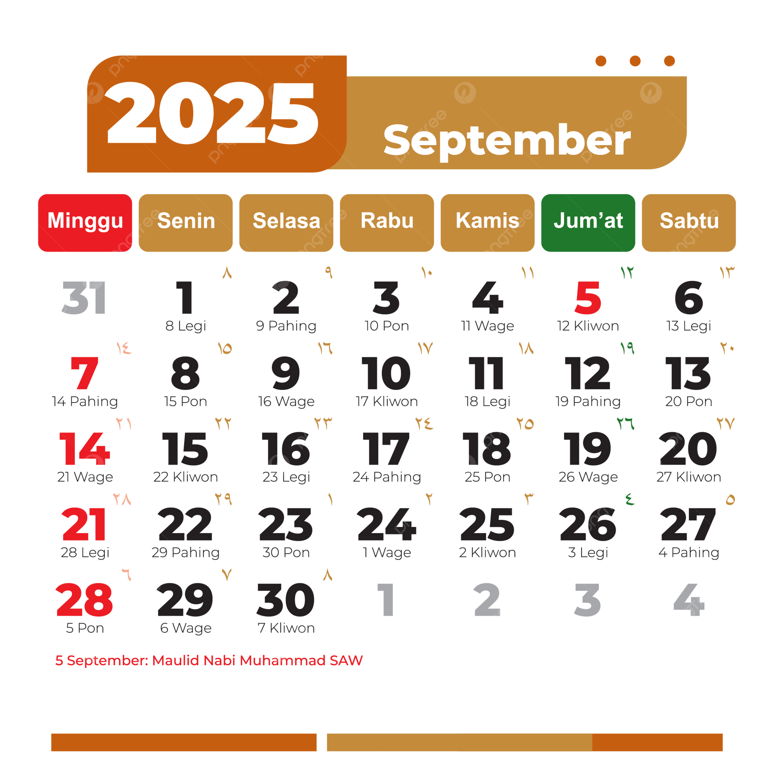 National Calendar September 2025