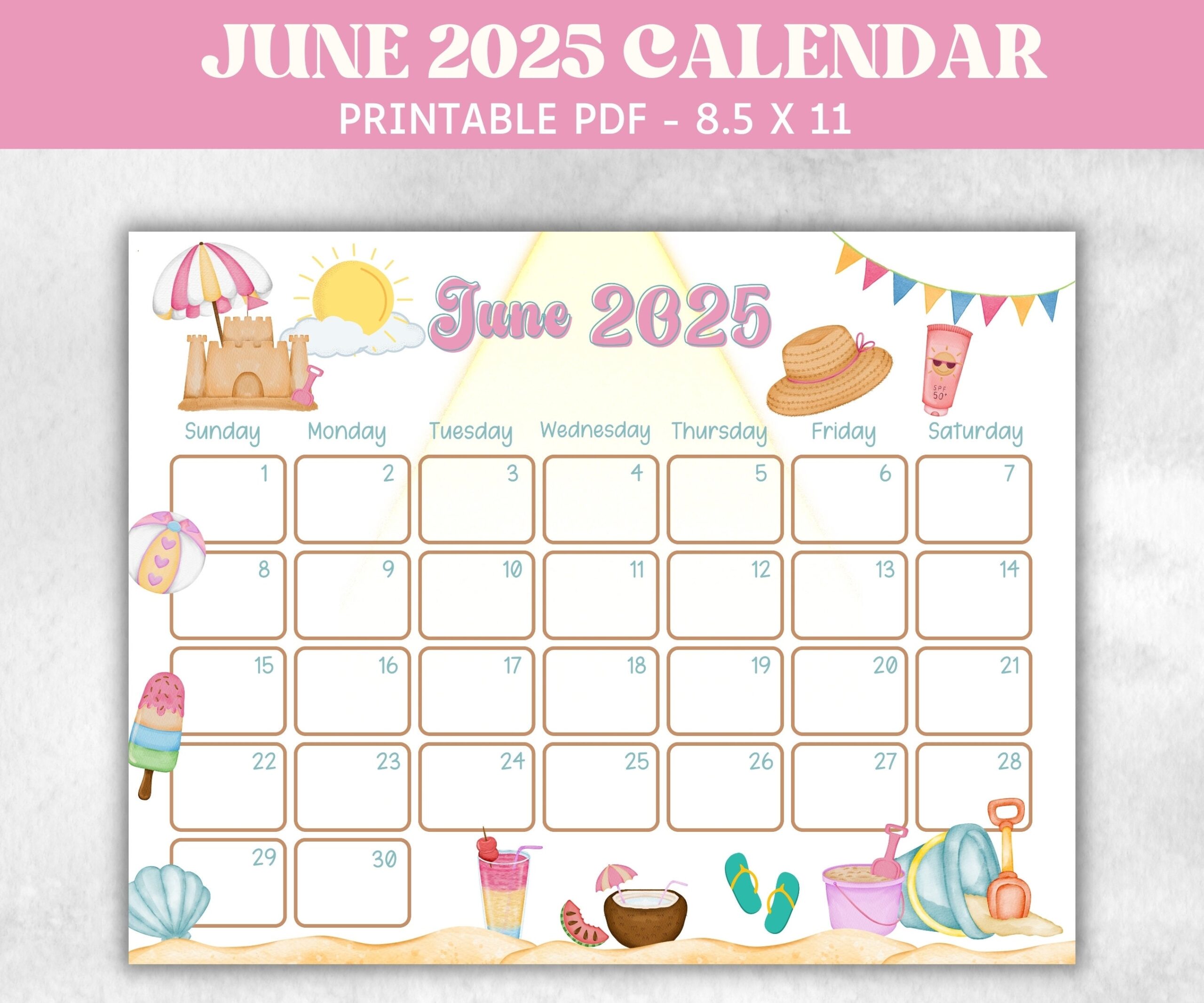 Kids June 2025 Calendar Printable 2025 Calendar Homeschool 