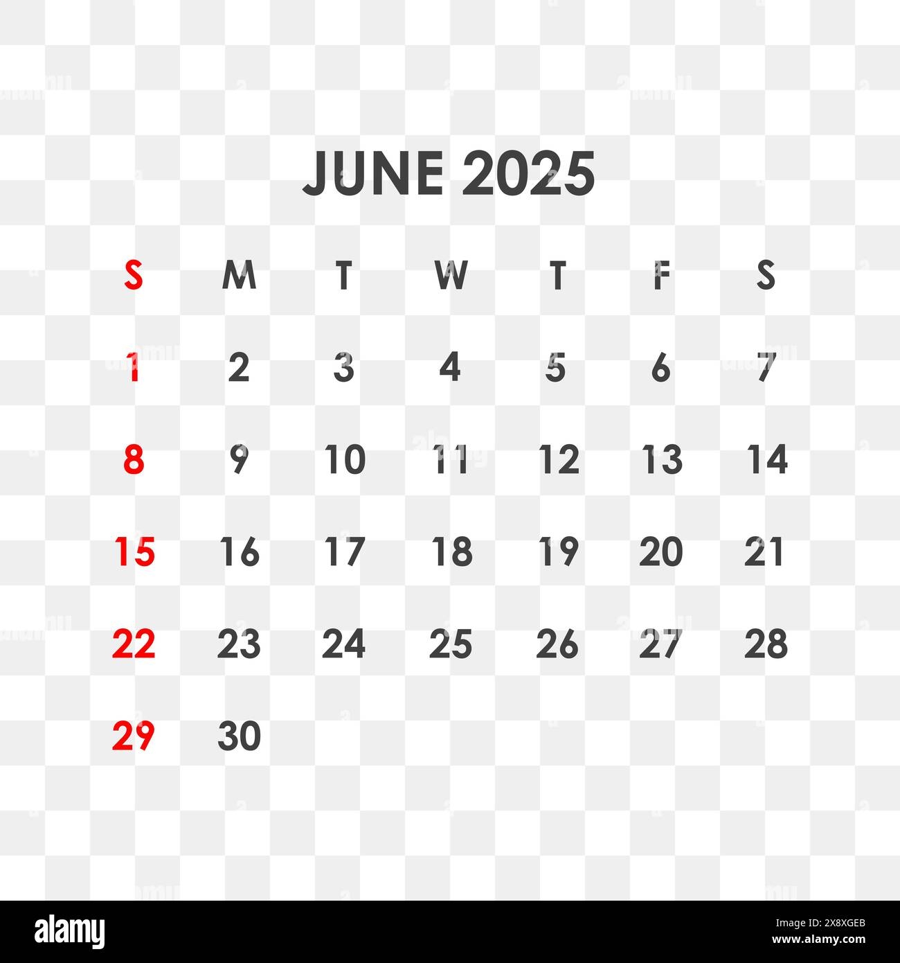 June 2025 Calendar Transparent