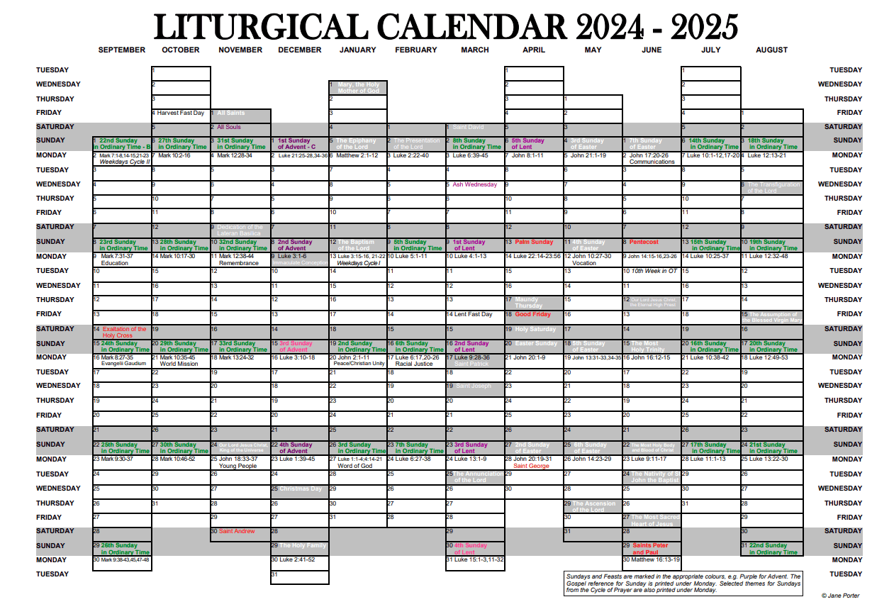 Liturgical Calendar September 2025