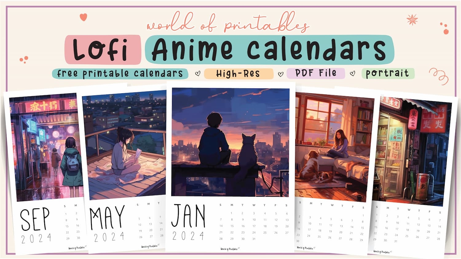 Lofi Anime Calendars For 2025 World Of Printables