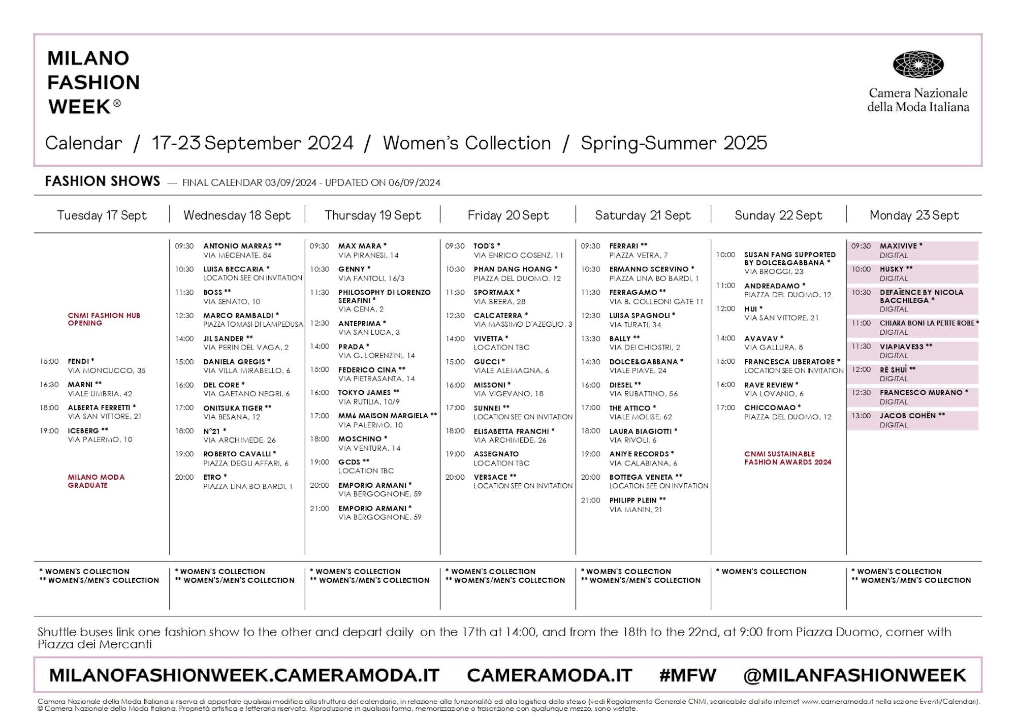 Milan Fashion Week S S 2025 The Show Schedule Thread The Fashion Spot