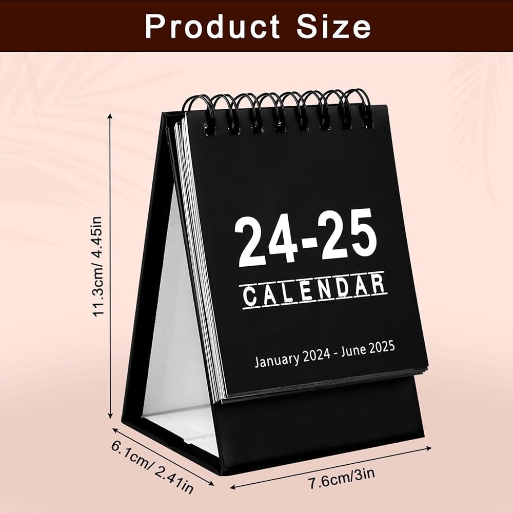 Mini Desk Calendar January 2024 To June 2025 Mini Calendar Stand Standing Flip Desktop Calendar 2024 Small Desktop Calendar For Office School Black Amazon ca Office Products