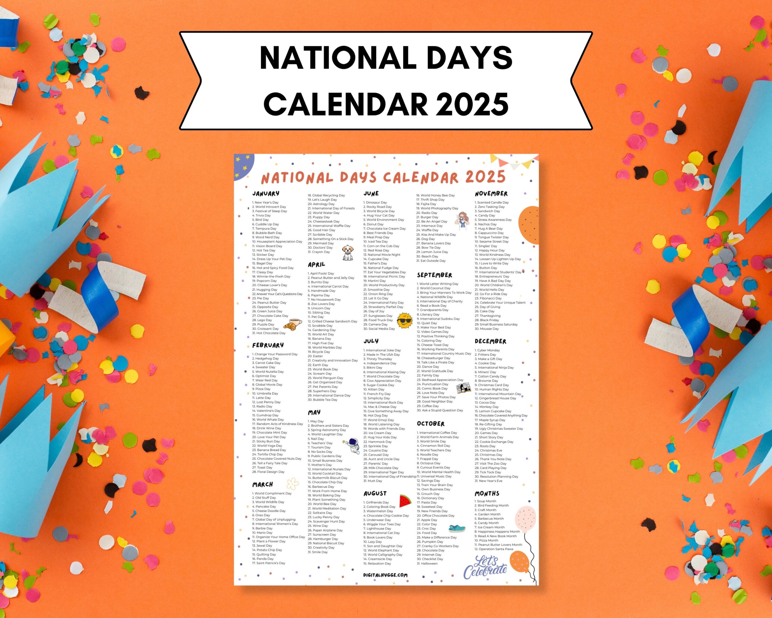 National Days Calendar Printable 2025 National Holidays Calendar 
