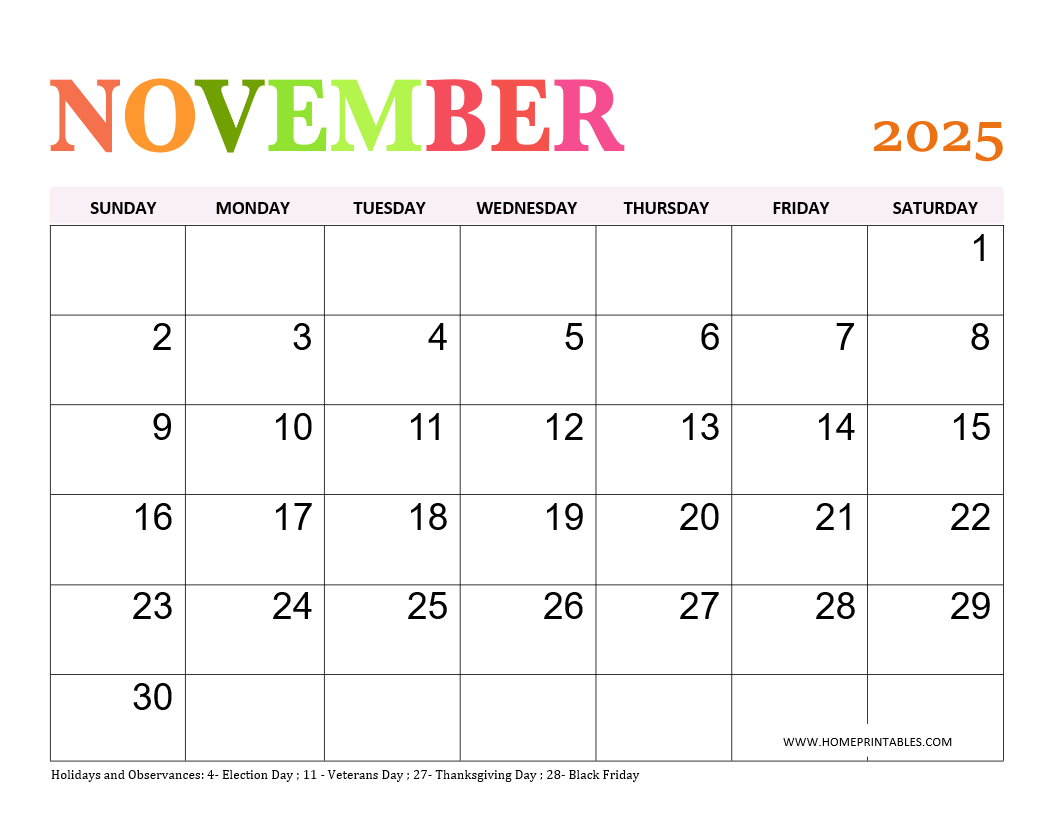 November 2025 Content Calendar