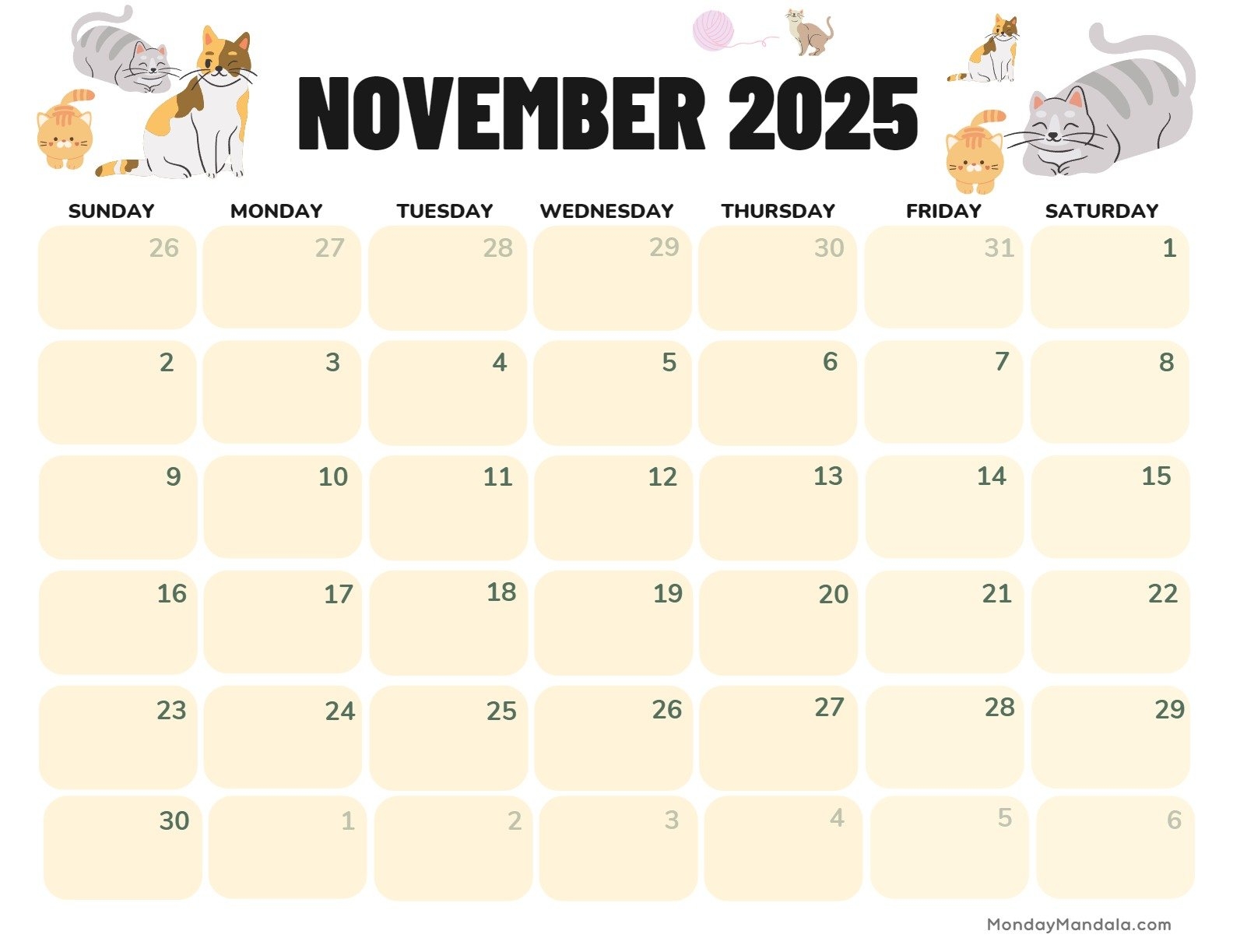 November 2025 Calendar Canada