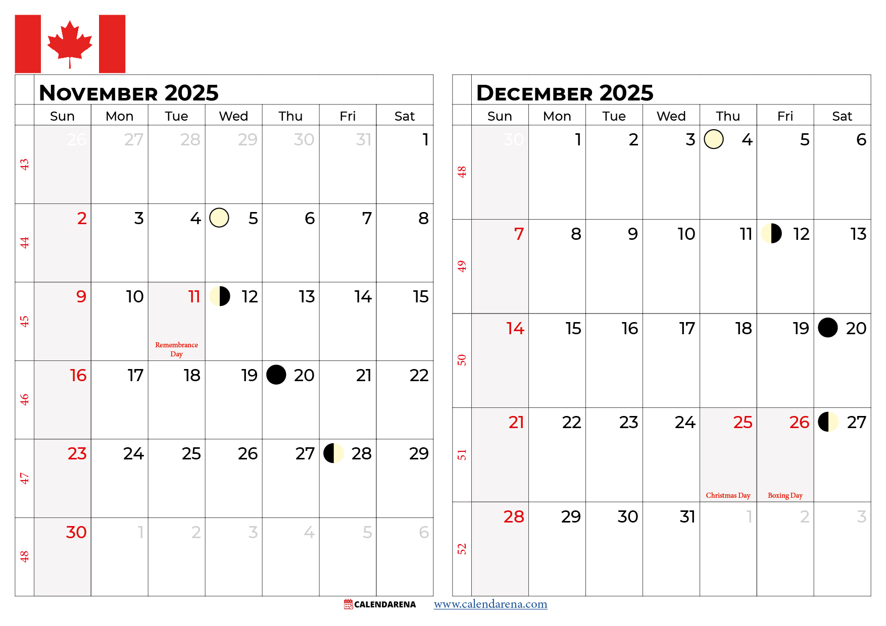 November 2025 Calendar Canada Free Printables U0026 Holidays