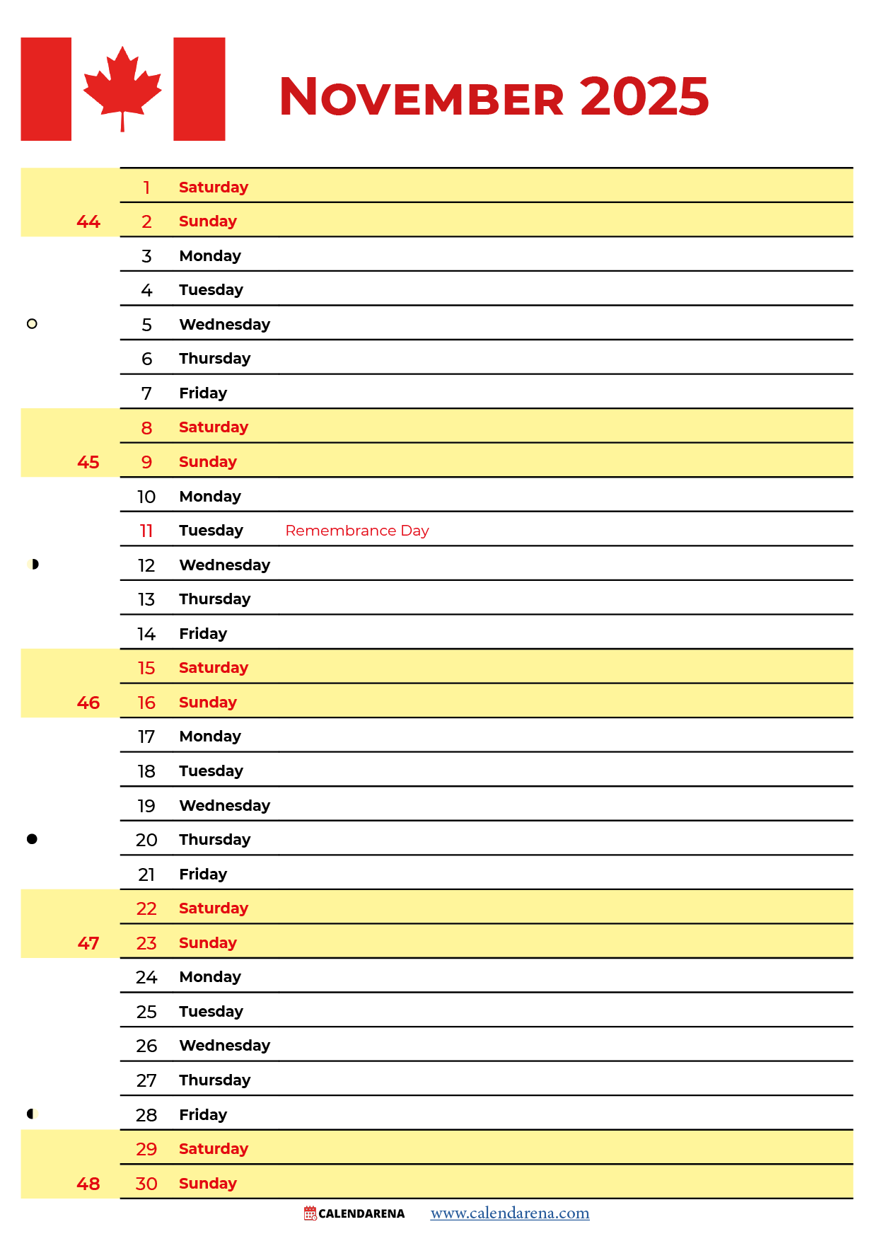 November 2025 Calendar Canada Free Printables U0026 Holidays