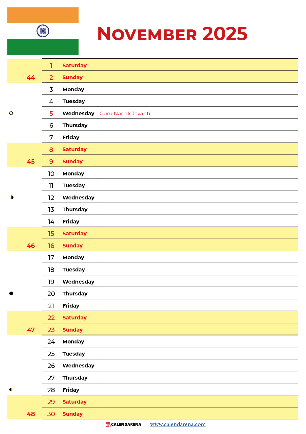 November 2025 Calendar India Download Best Free