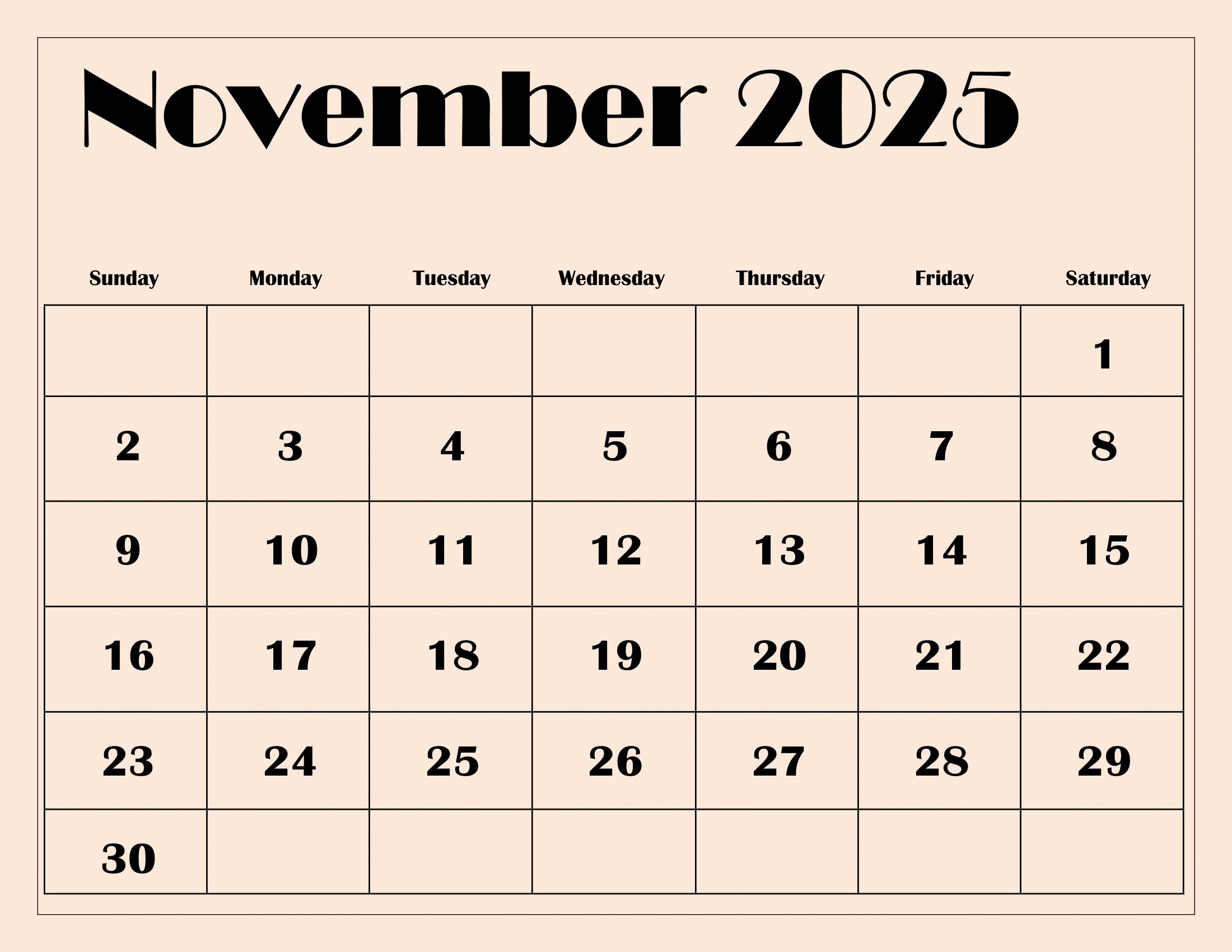 November 2025 Calendar Important Dates