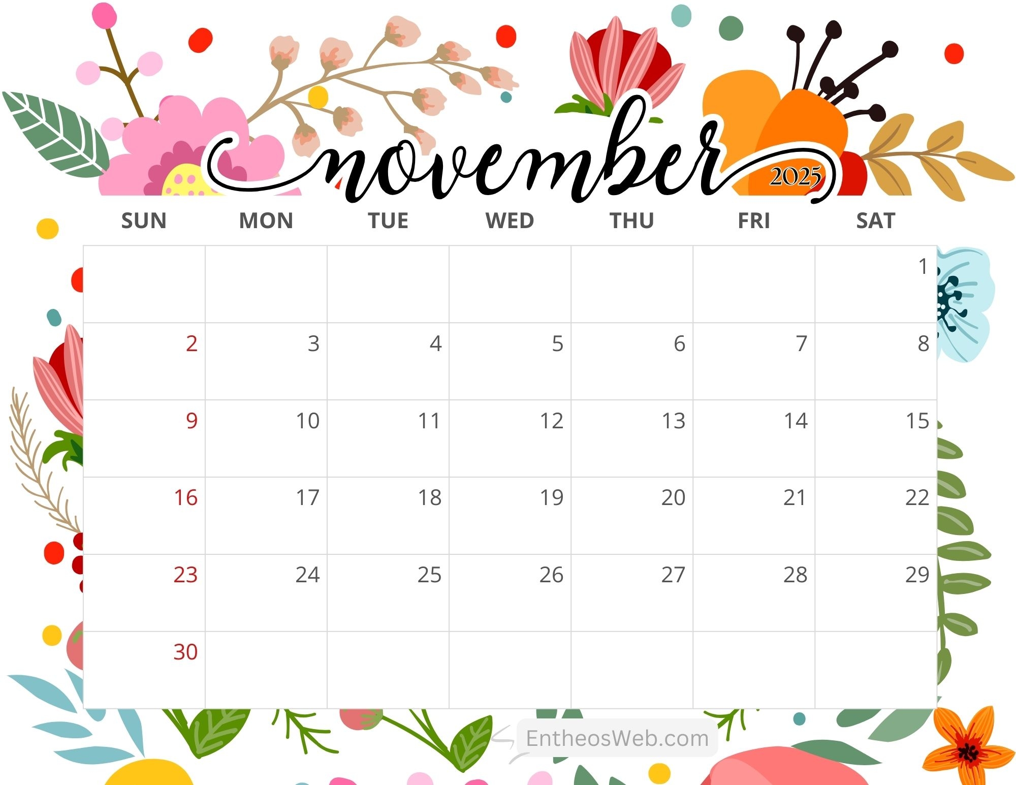 November 2025 Calendar Idea