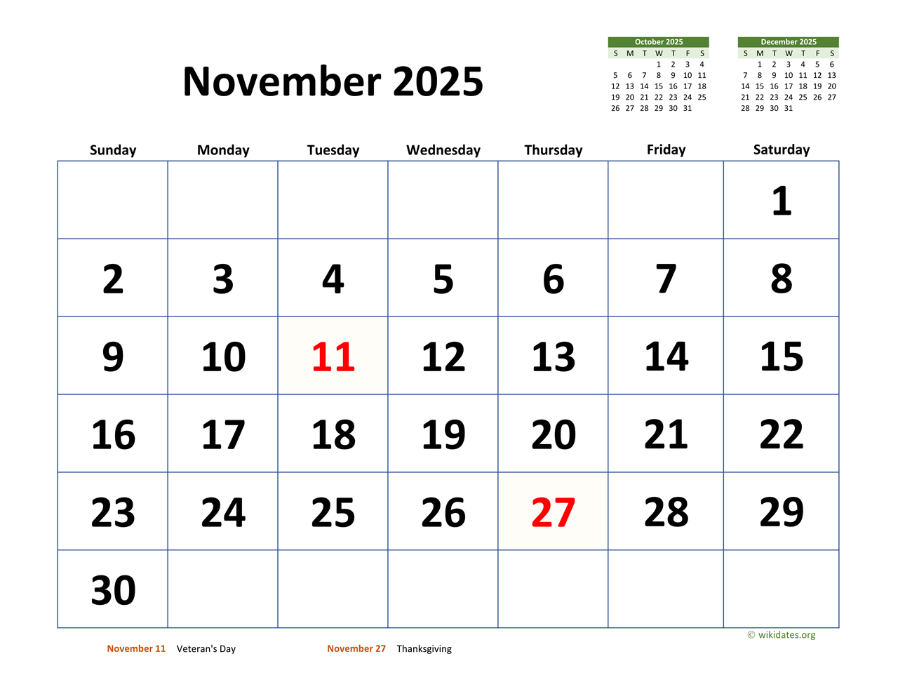 November 2025 Calendar India