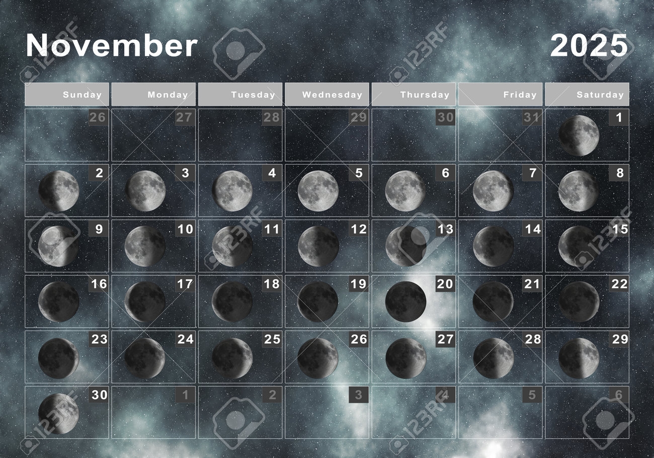 November 2025 Lunar Calendar Moon Cycles Moon Phases Stock Photo Picture And Royalty Free Image Image 193083855 