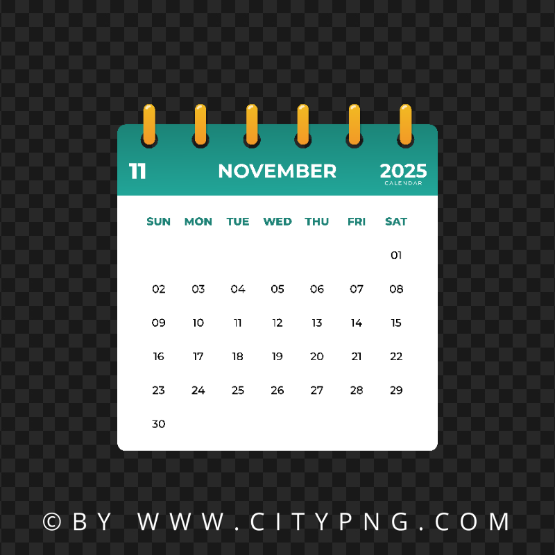 Green November 2025 Calendar