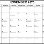 November 2025 With Holidays Calendar