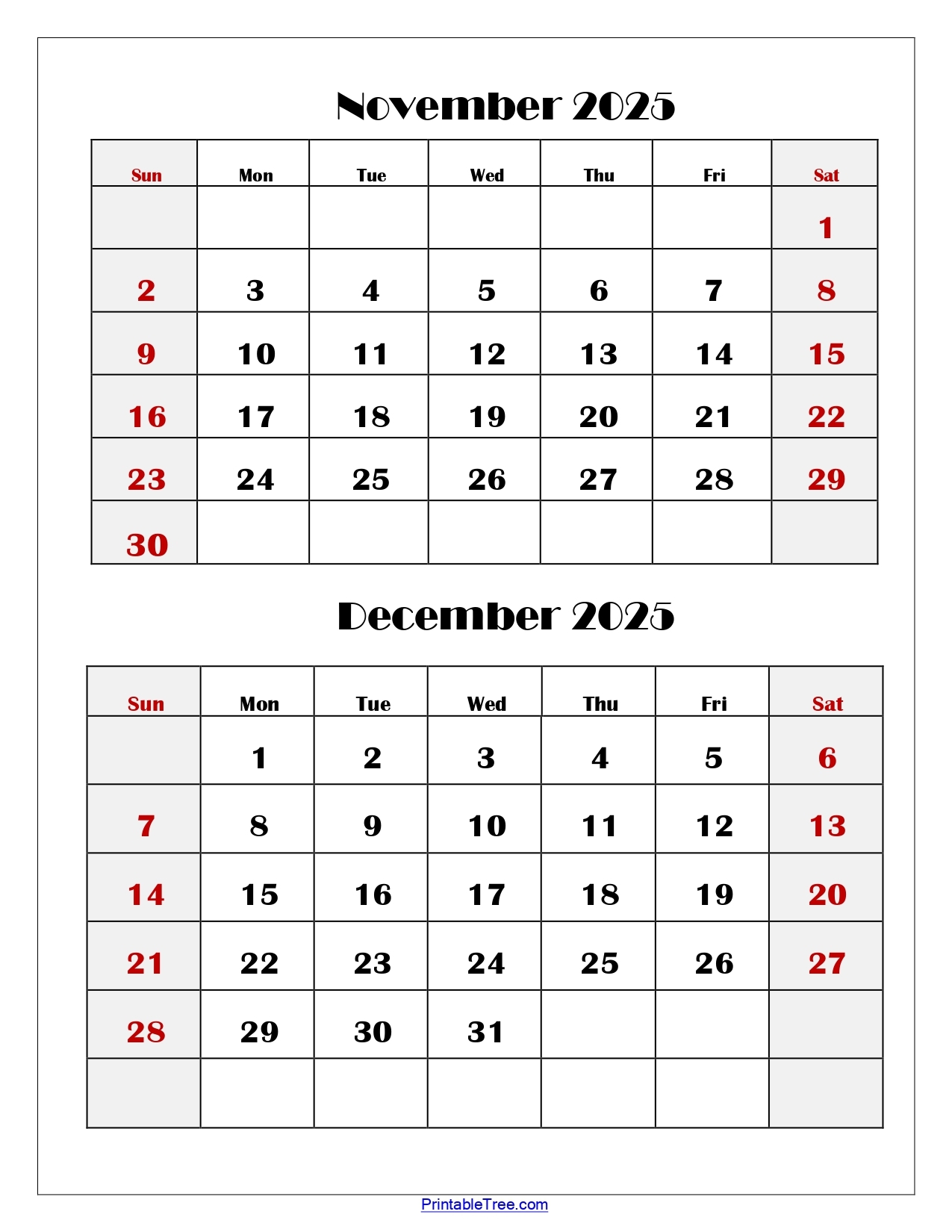 November And December 2025 Calendar Printable PDF Two Months Calendar November And December 2025 Calendar Printable PDF Two Months Calendar
