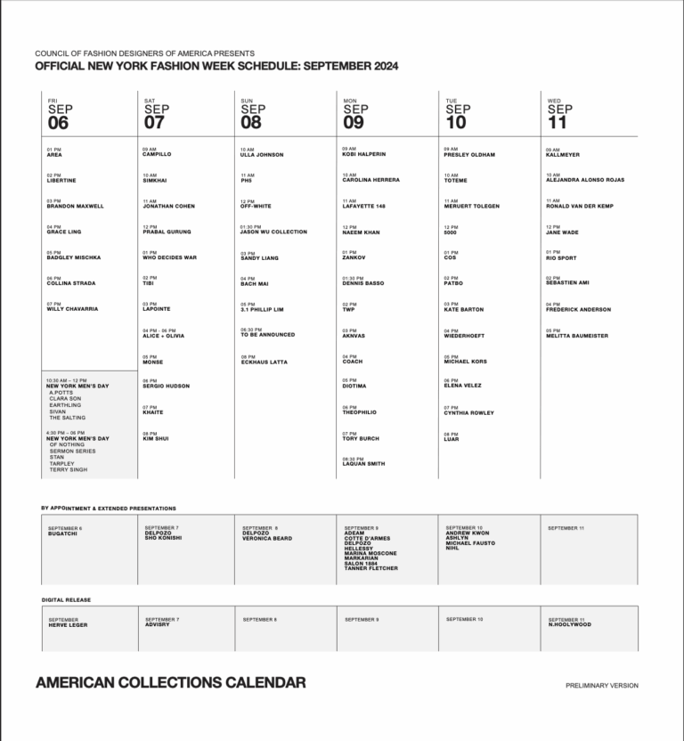 NYFW SPRING 2025 SCHEDULE ANNOUNCED GET READY FOR THE BIGGEST 