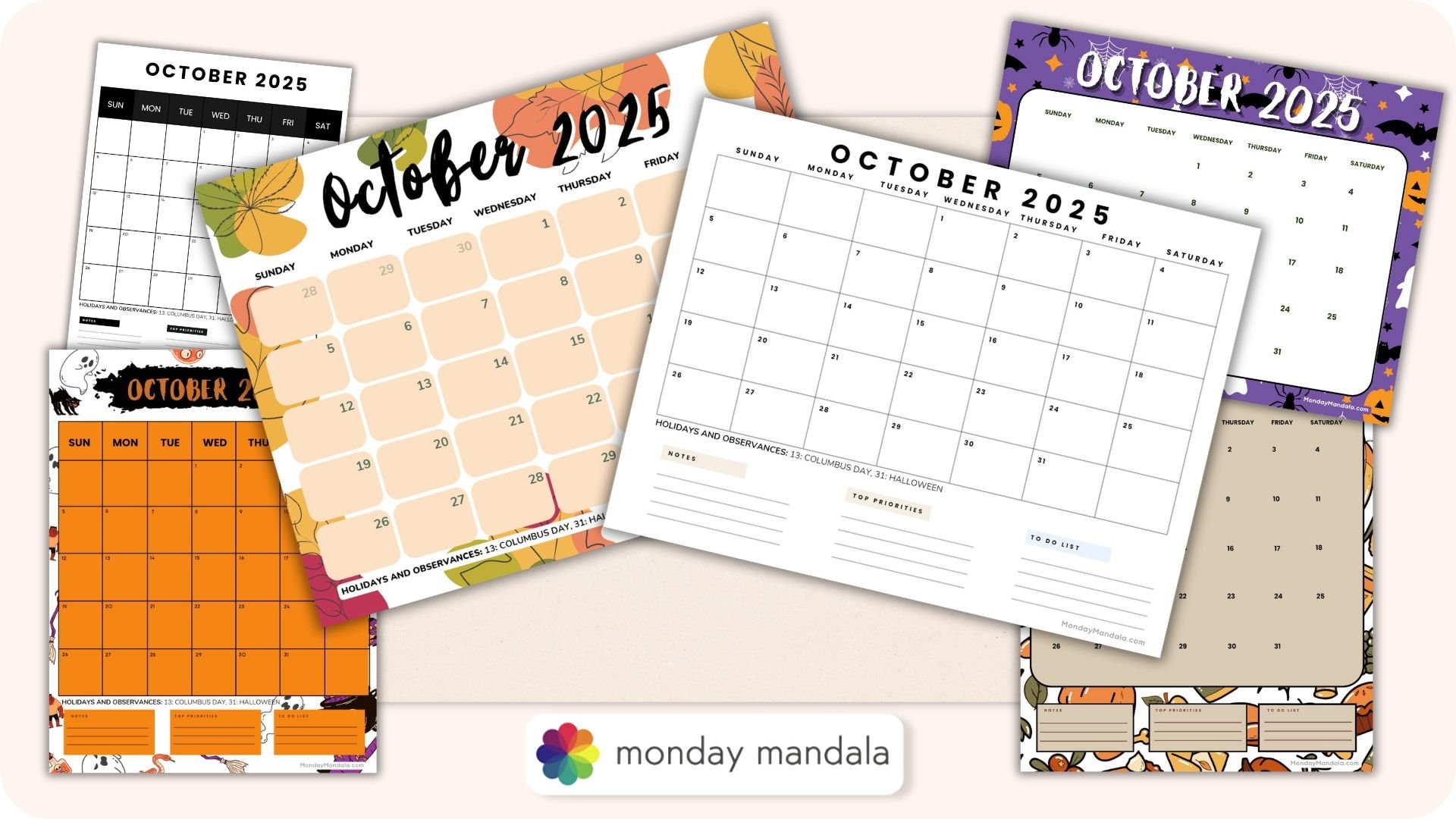 October 2025 Calendar Activities