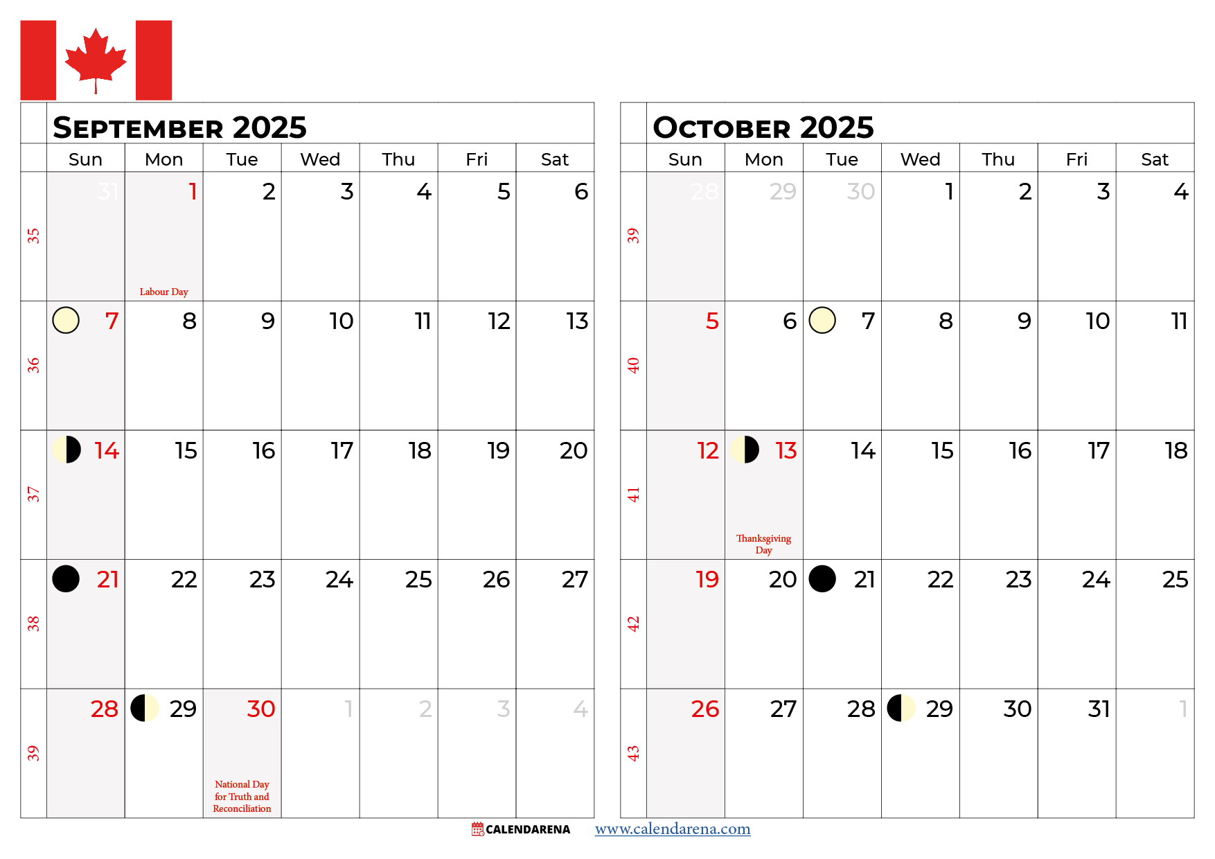 October 2025 Calendar Canada With Holidays