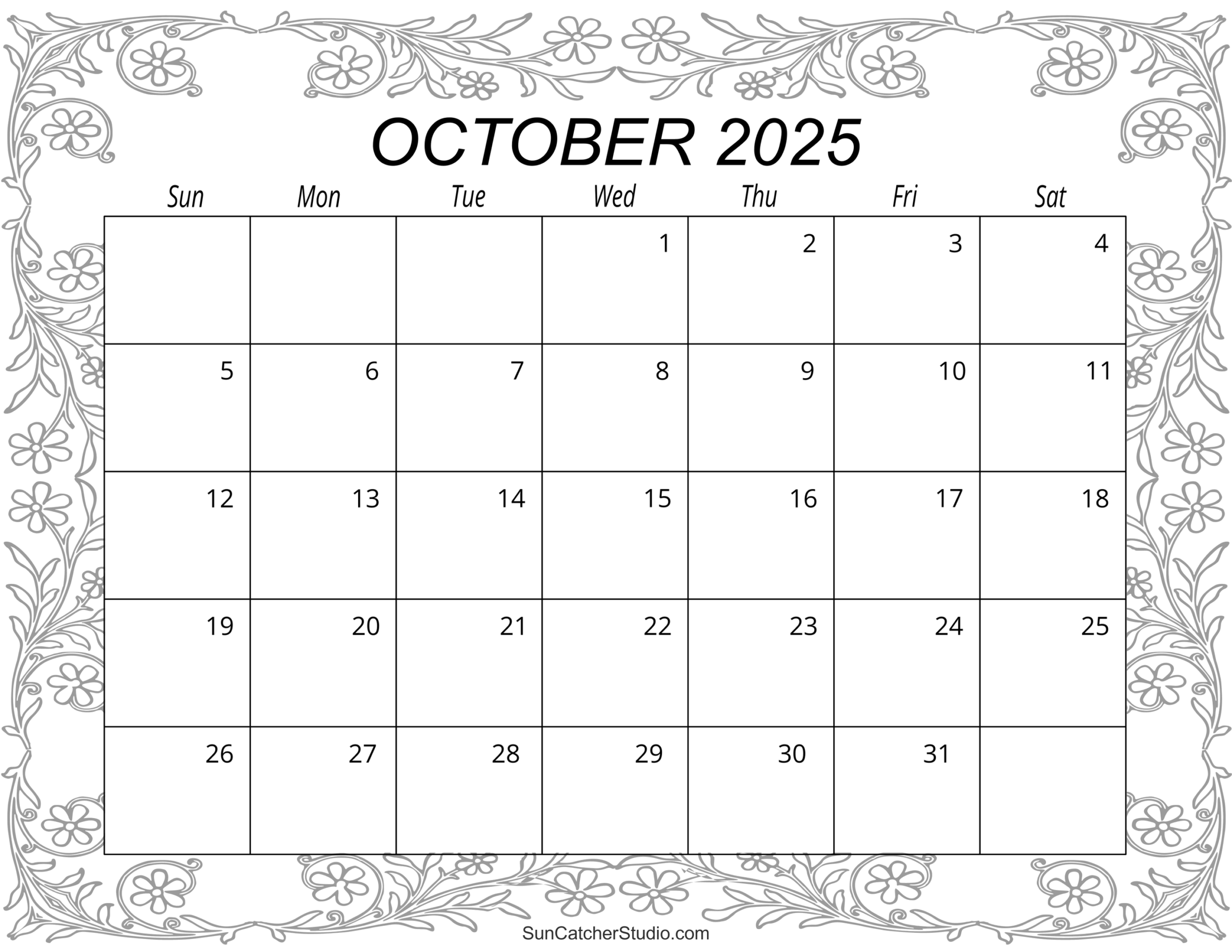 Editable Calendar Template October 2025