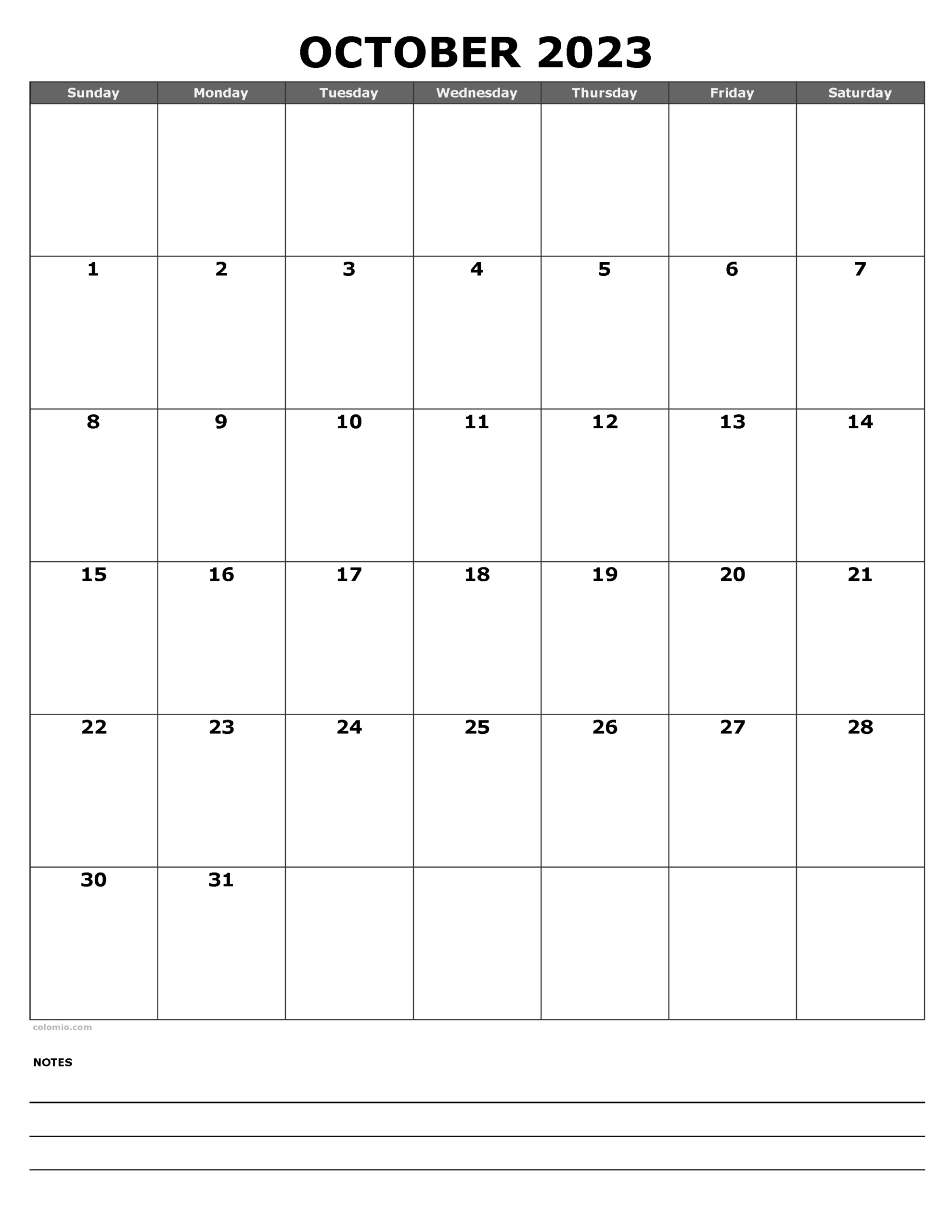 Calendar October 2023 To October 2025