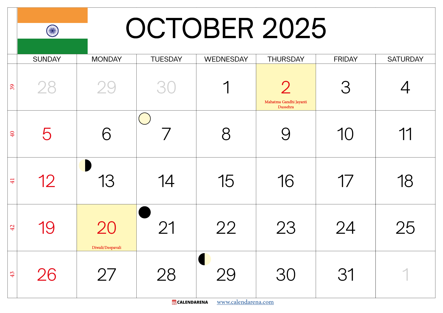 Concert Calendar October 2025