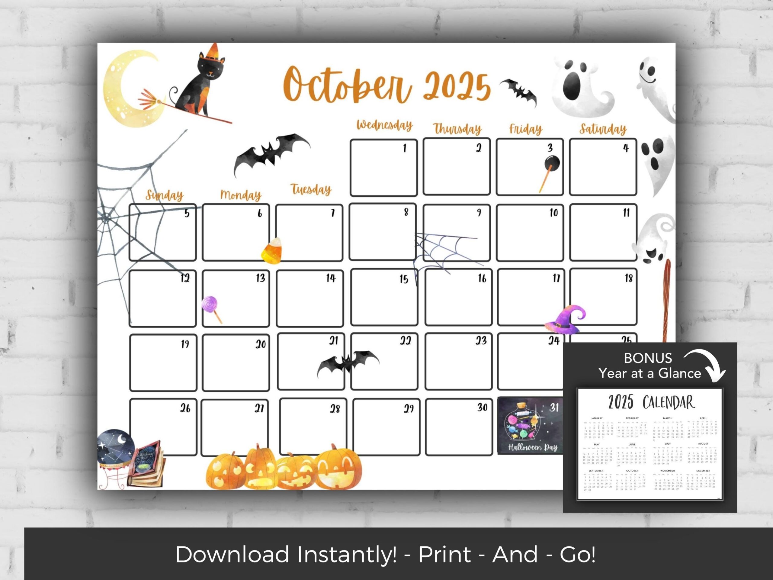 October 2025 Vertical Calendar