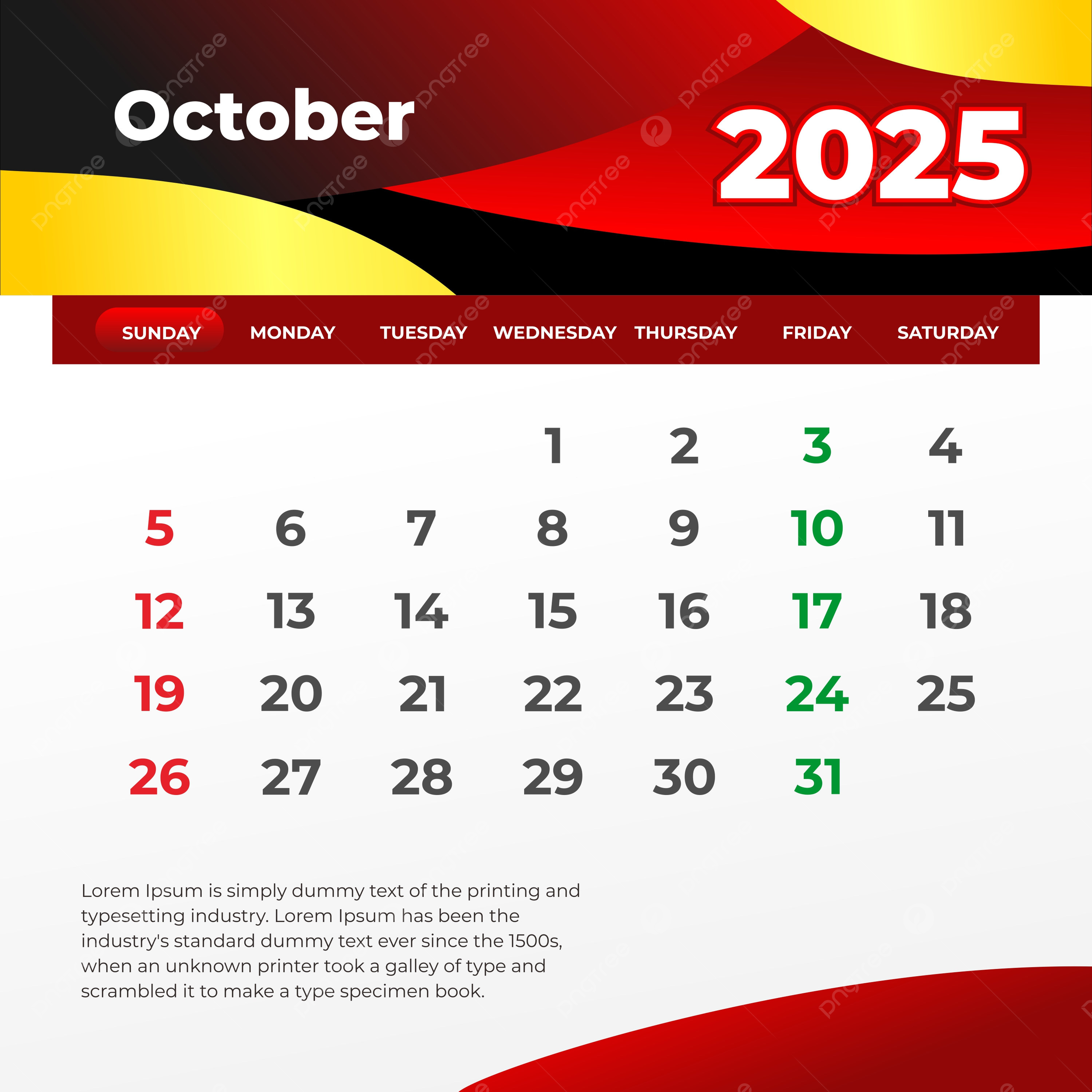 National Day Of Calendar October 2025