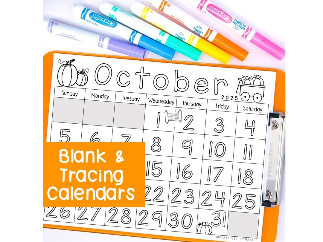 Blank October 2025 Calendar Kids
