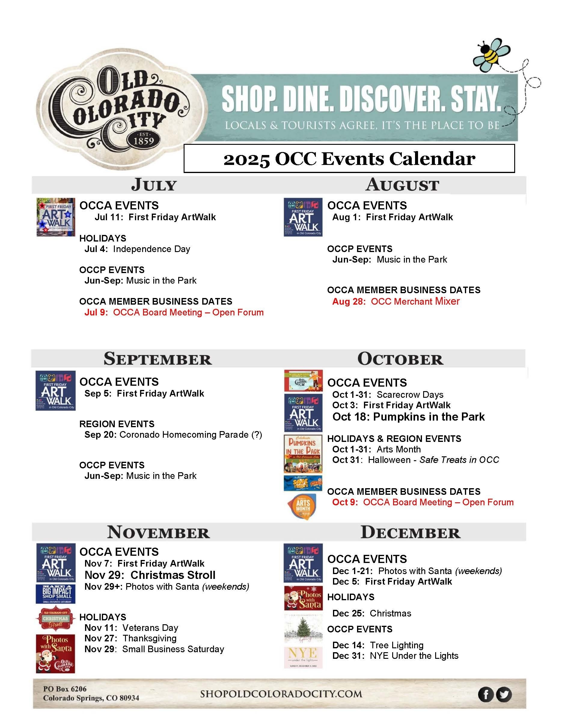 Events Calendar August 2025