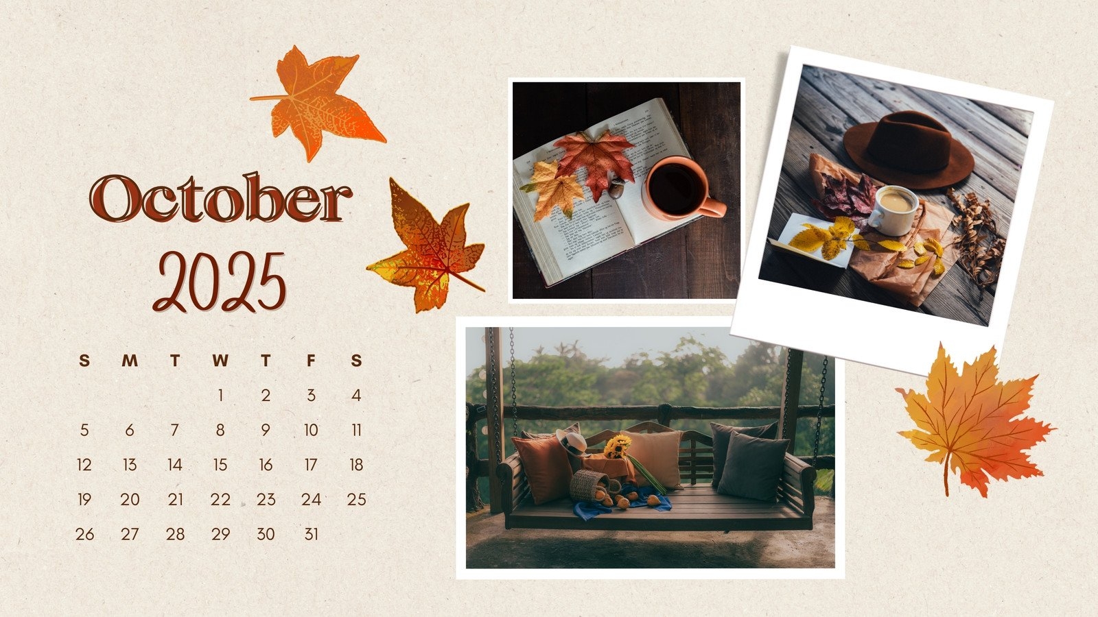 October 2025 Calendar Desktop Wallpaper Aesthetic