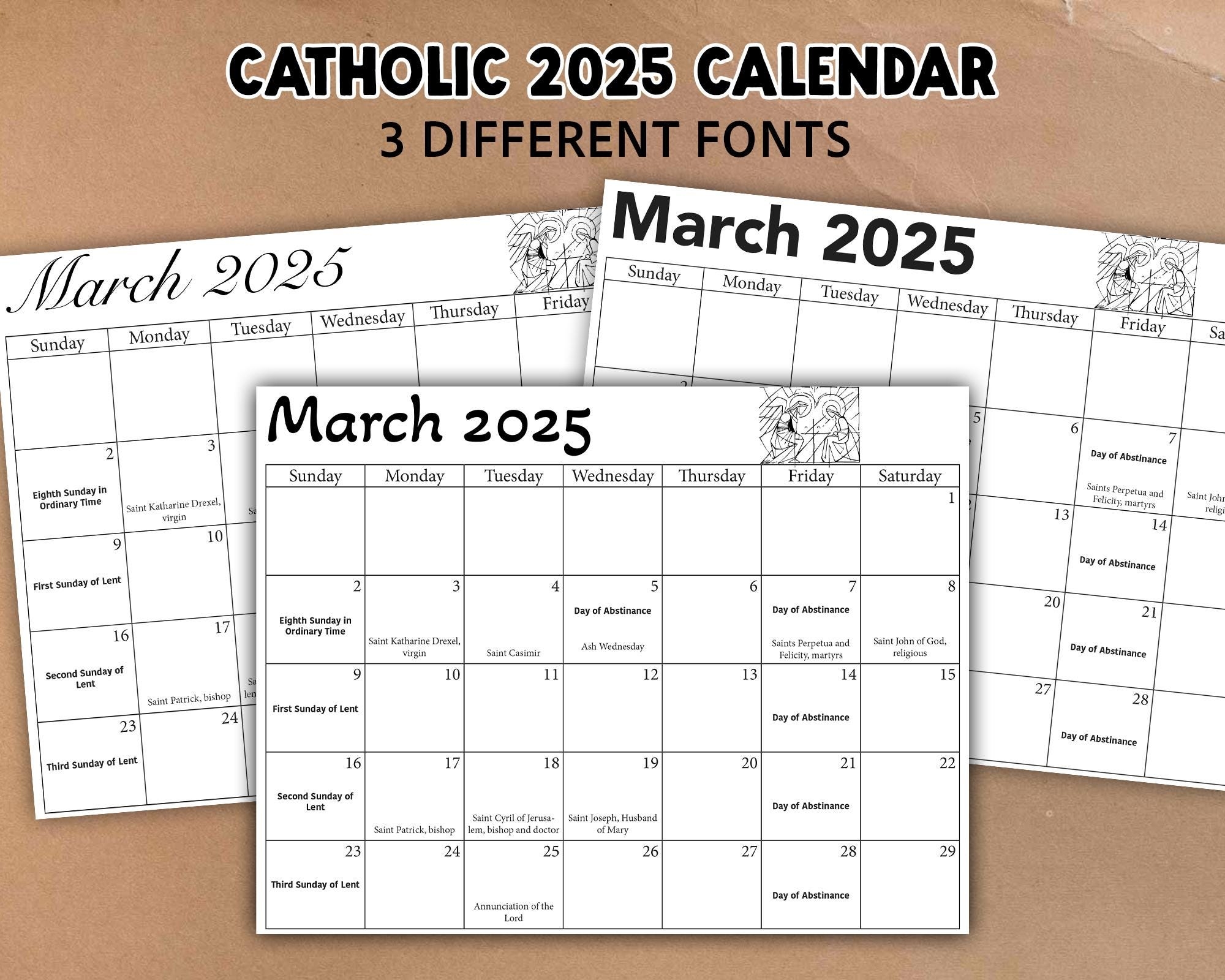 Printable 2025 Catholic Calendar Liturgical Calendar Downloadable PDF Catholic Calendar 2025 Catholic 2025 Calendar Etsy Ireland