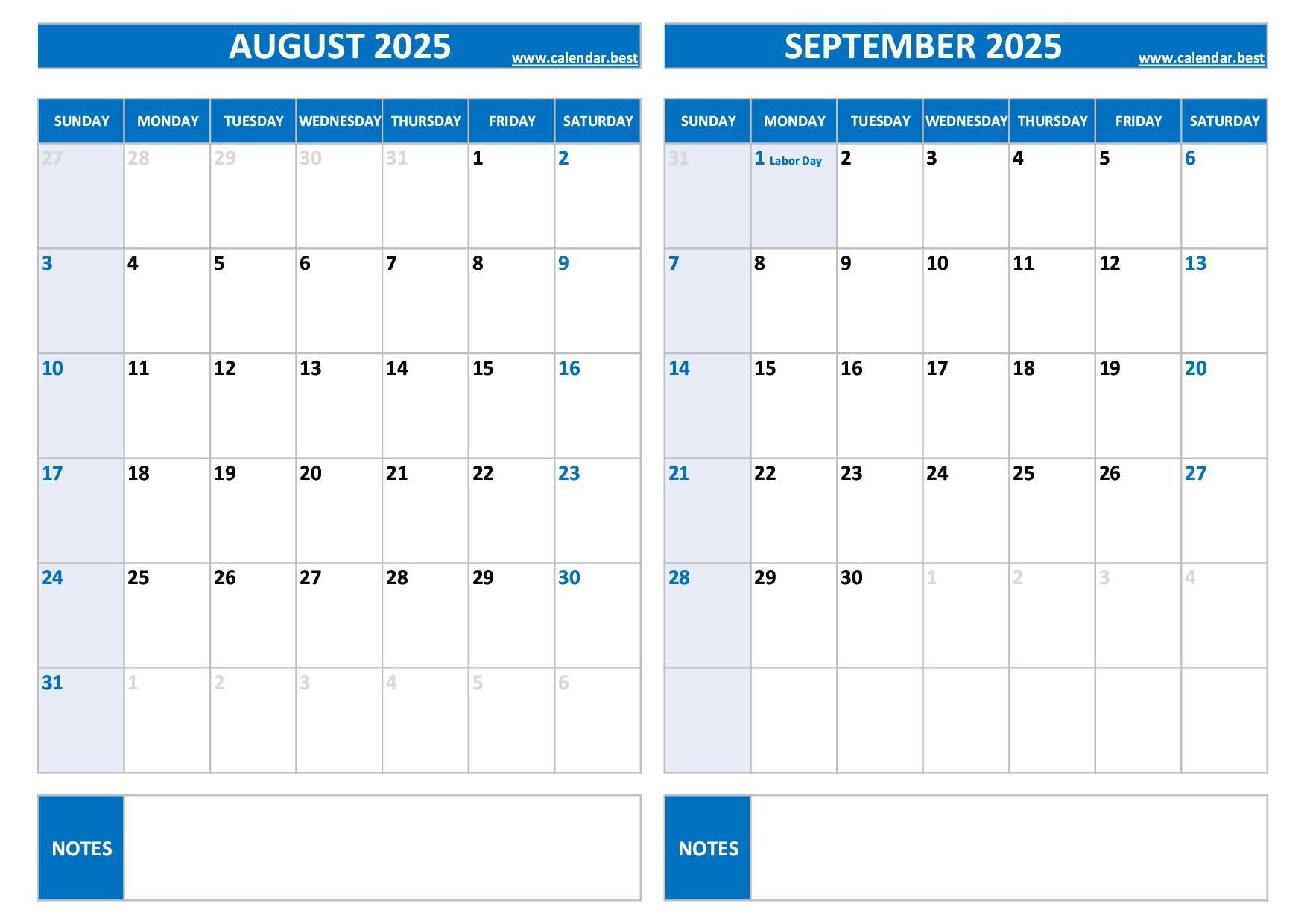 Day Calendar September 2025